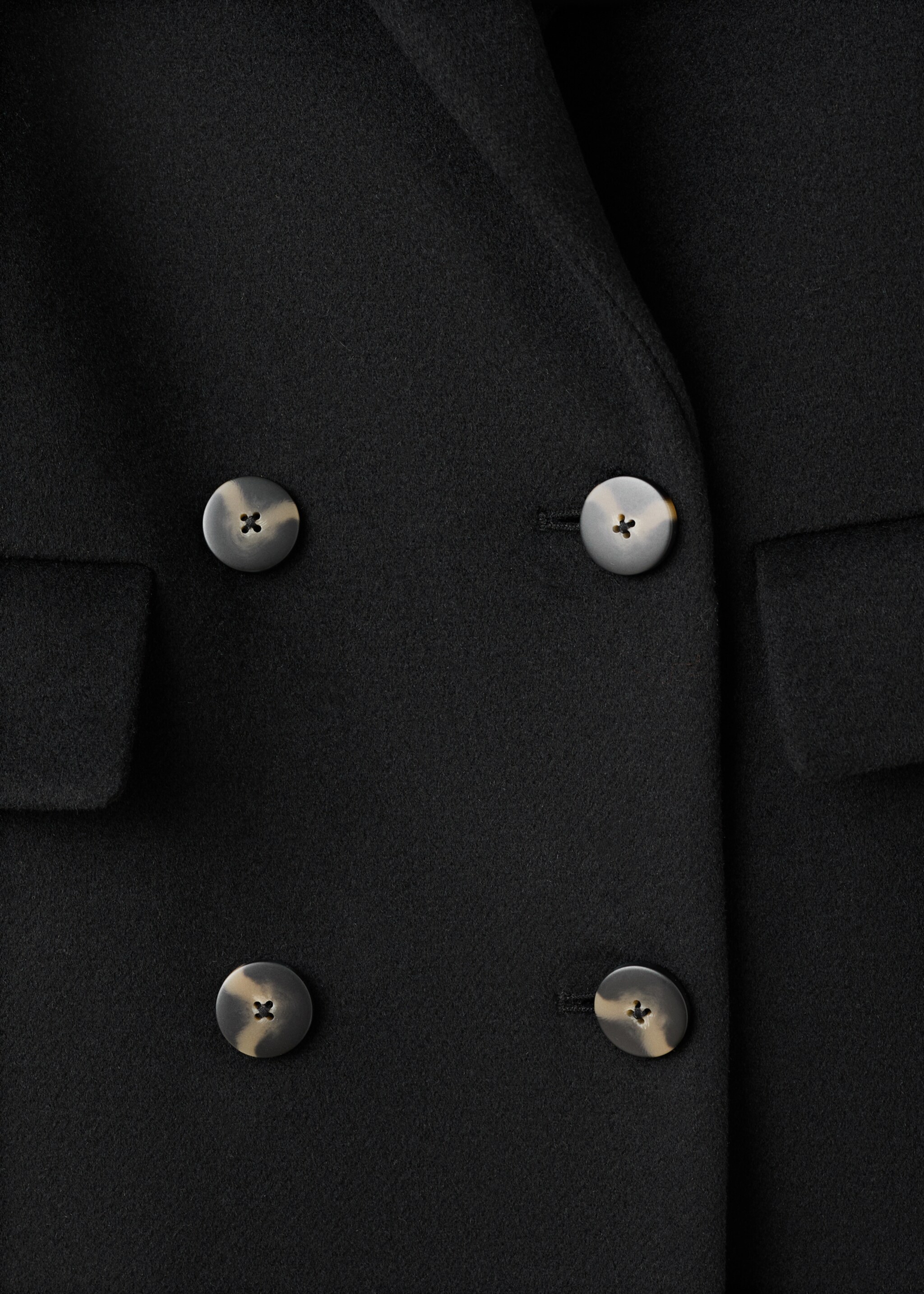 Double-breasted wool blend coat - Details of the article 8, Black. Ref: 27081184-00.