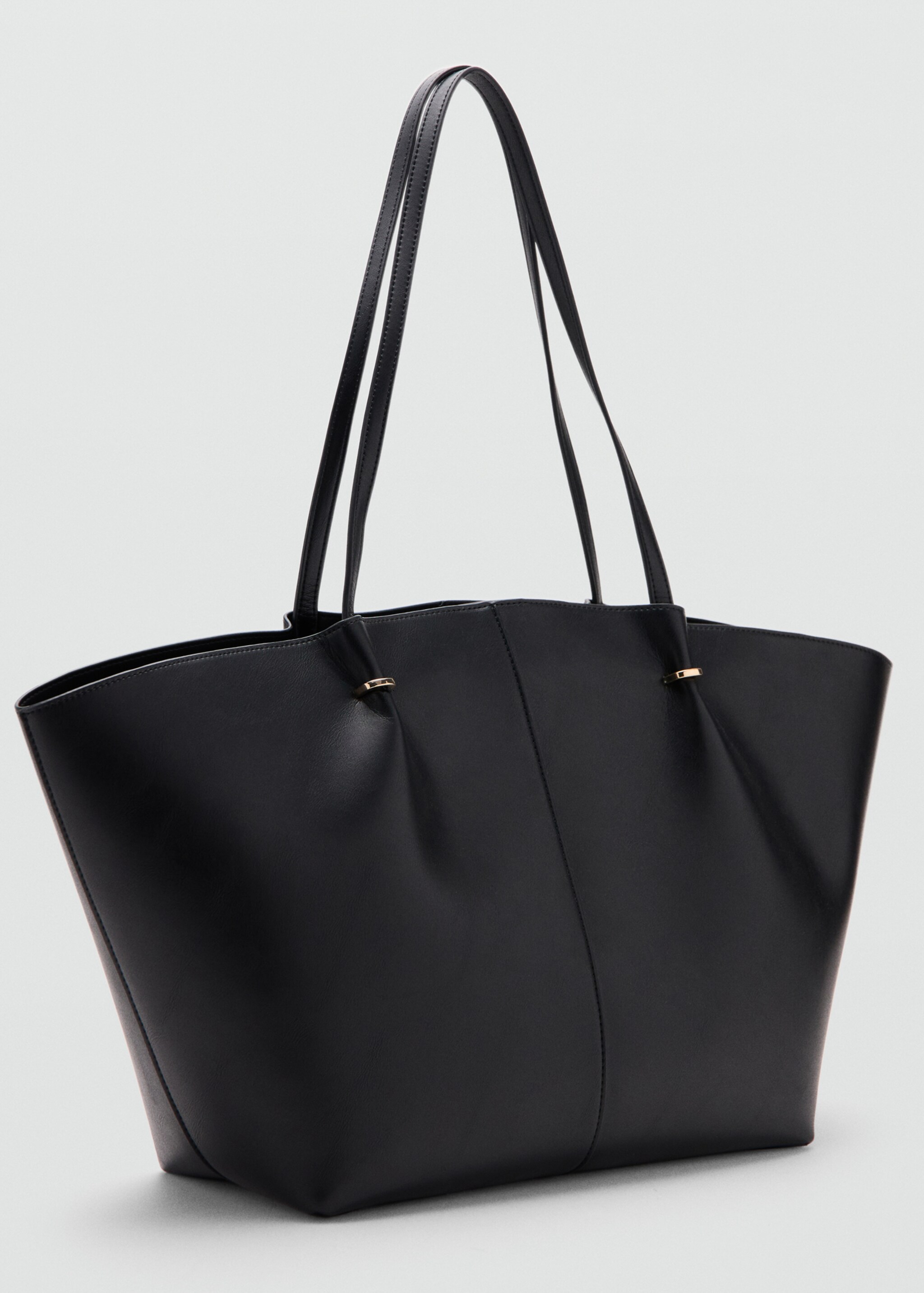 Shopper bag with metallic details - Medium plane, Black. Ref: 27081189-00.