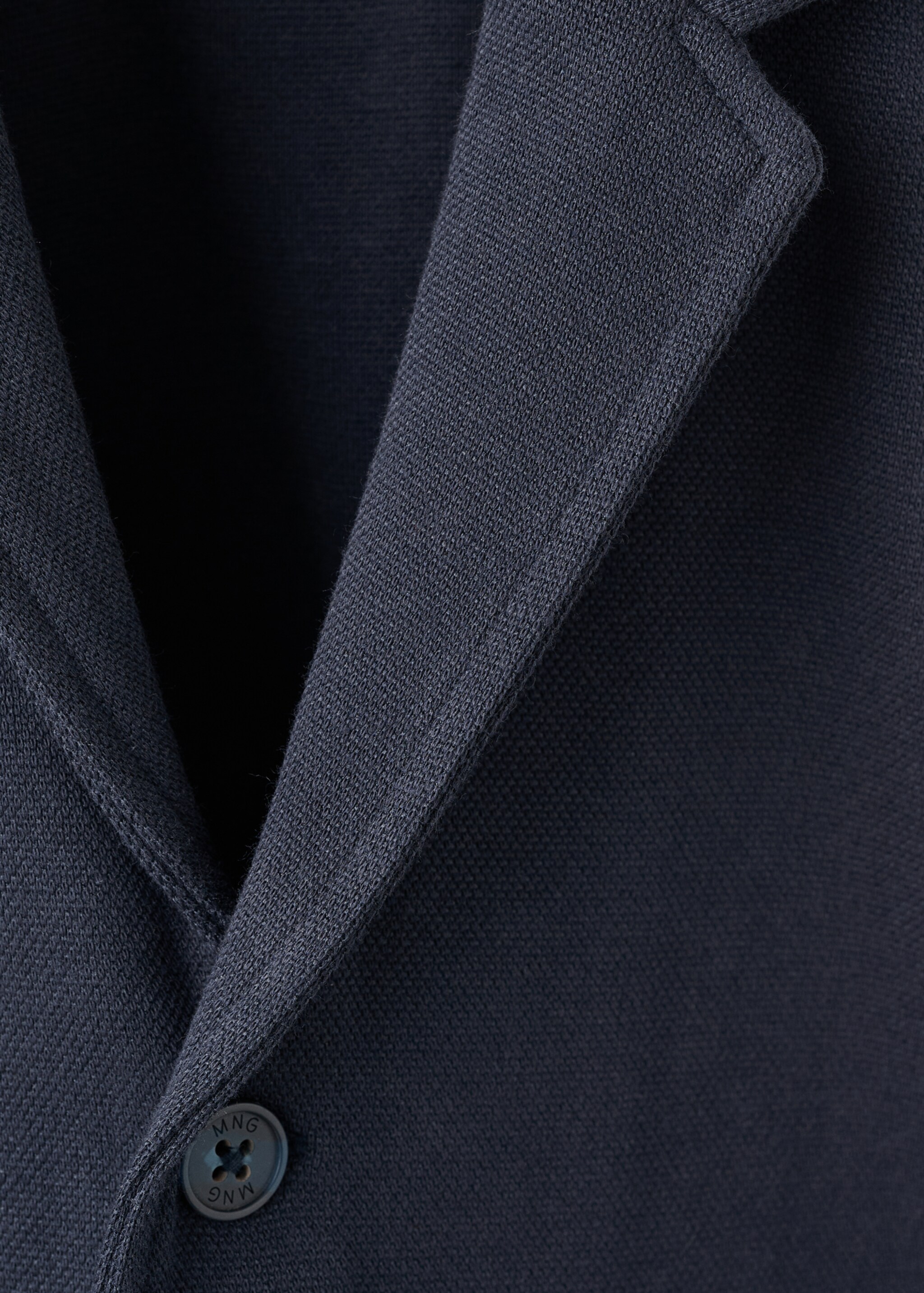 Cotton-blend piqué blazer - Details of the article 0, Navy. Ref: 27081193-00.