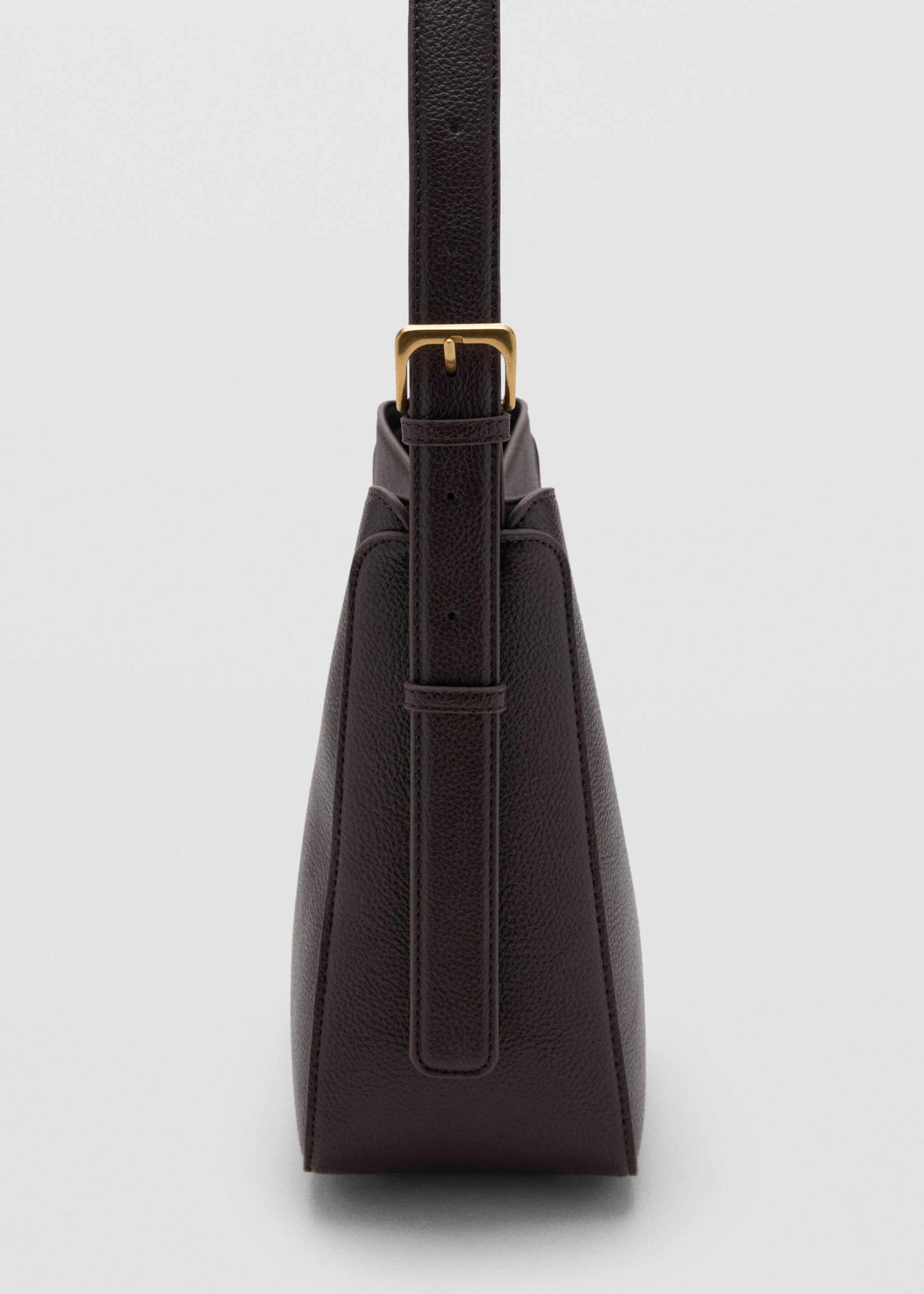 Medium bucket bag with metal detail - Details of the article 1, Chocolate. Ref: 27081196-00.