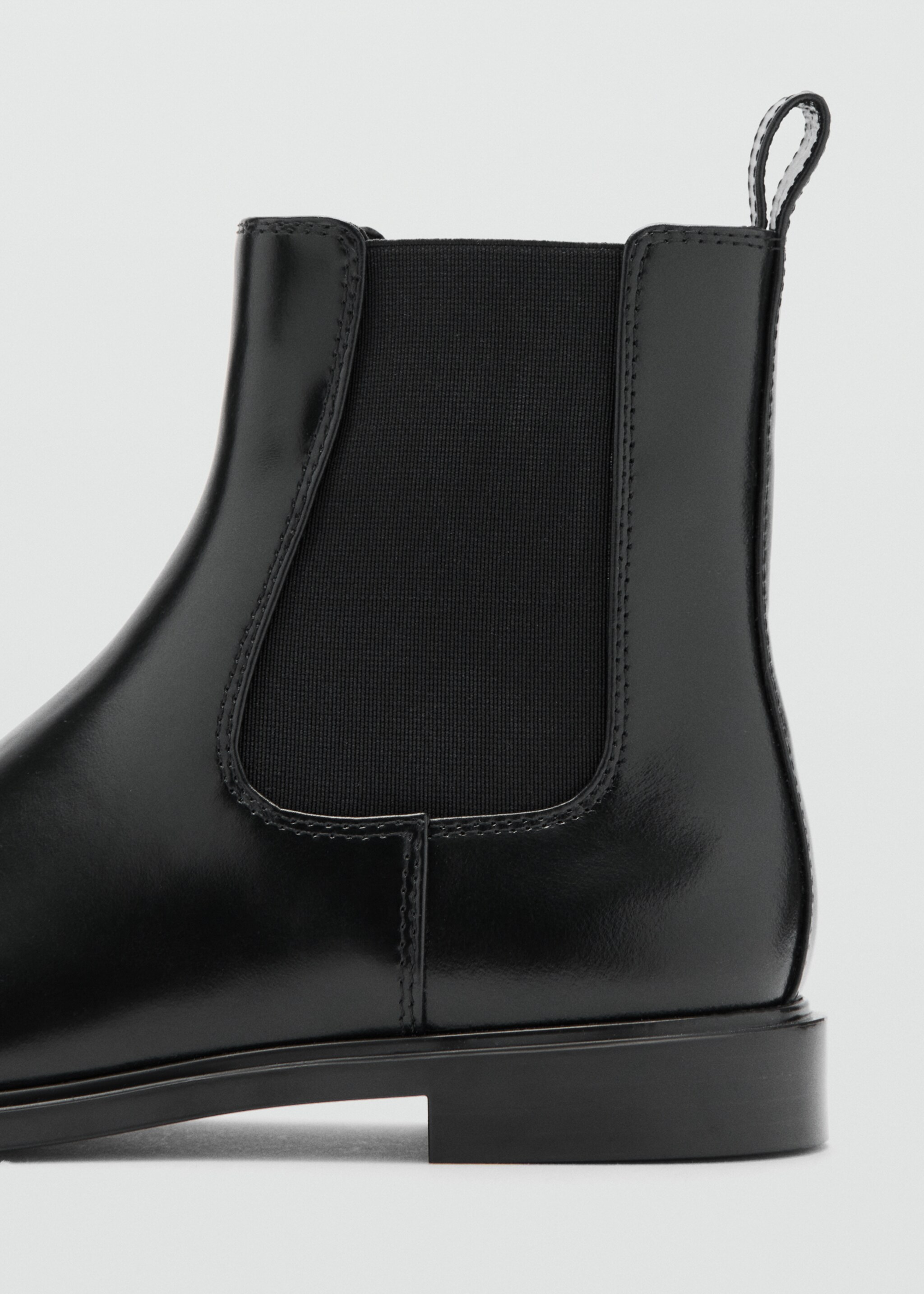 Elastic panels leather ankle boots - Details of the article 1, Black. Ref: 27081198-00.