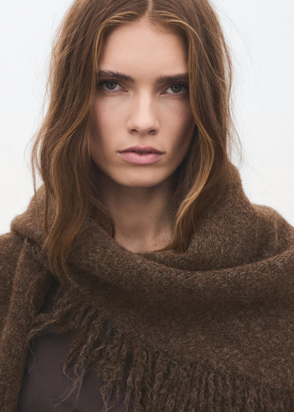 Shawl with fringed edges