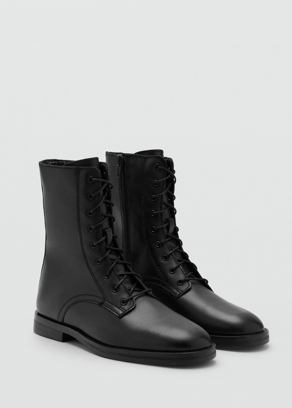 Mango Lace-up leather ankle boots