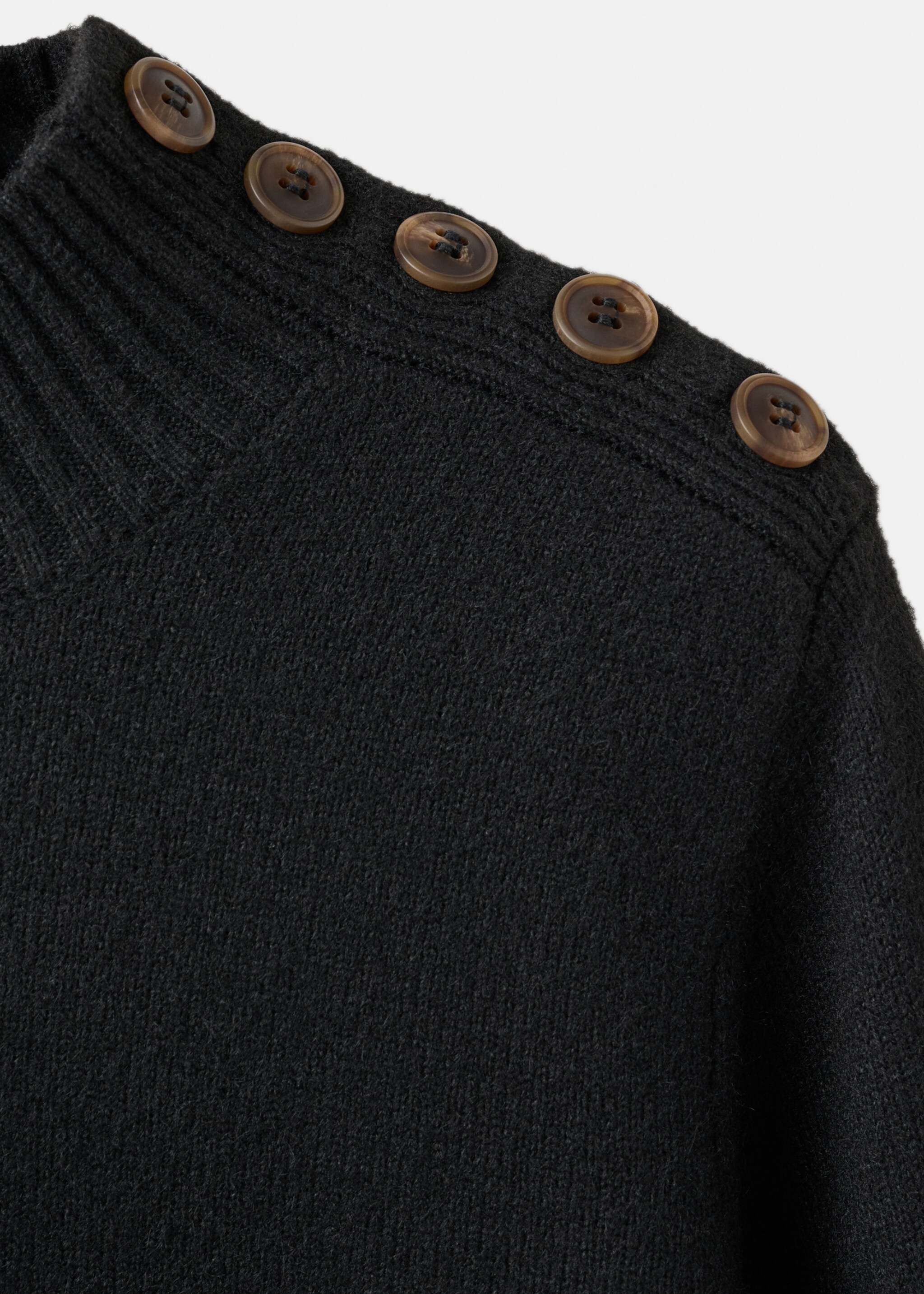 Button knit dress - Details of the article 8, Black. Ref: 27081214-00.