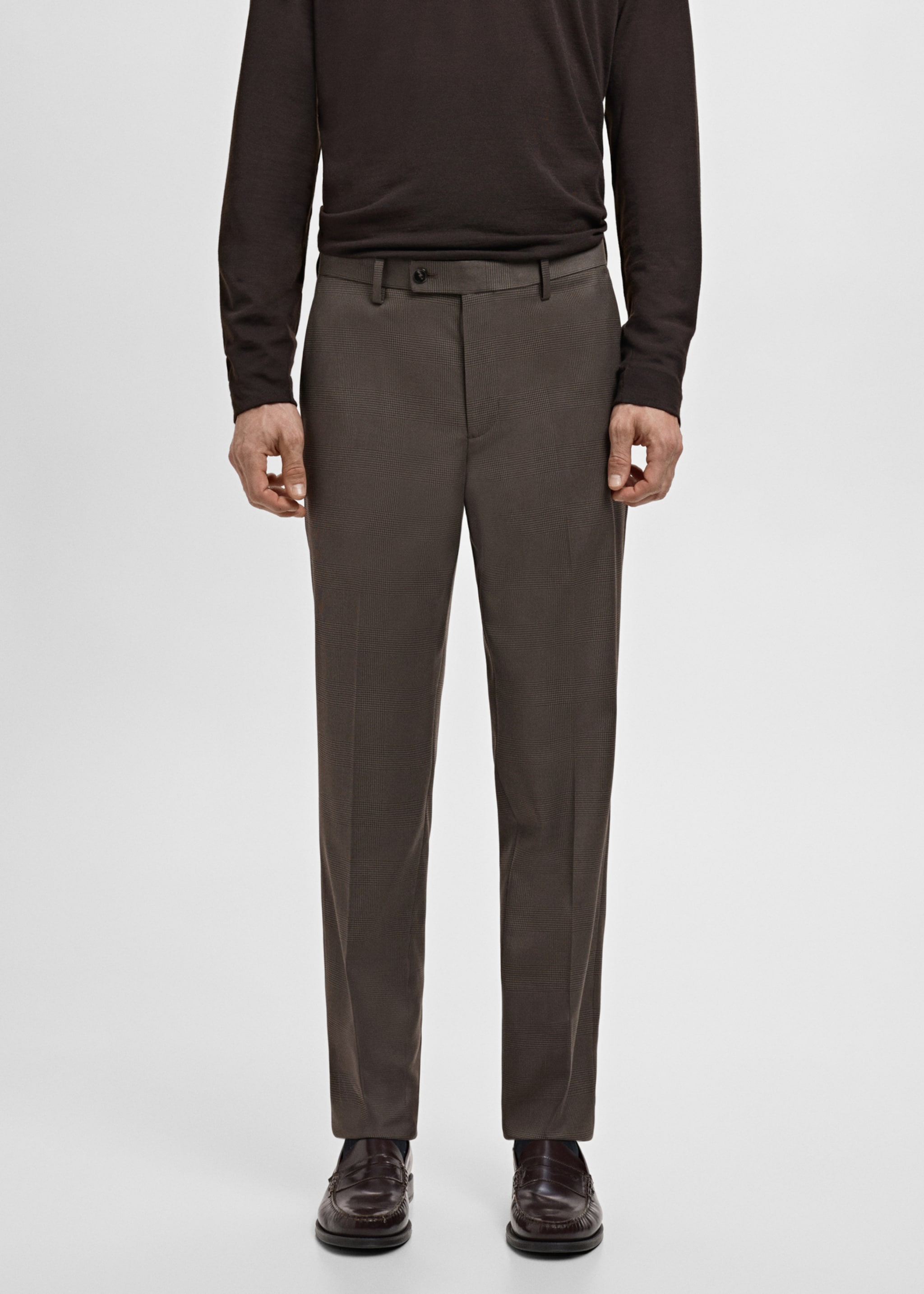 Milan slim-fit suit trousers - Medium plane, Brown. Ref: 27081218-00.