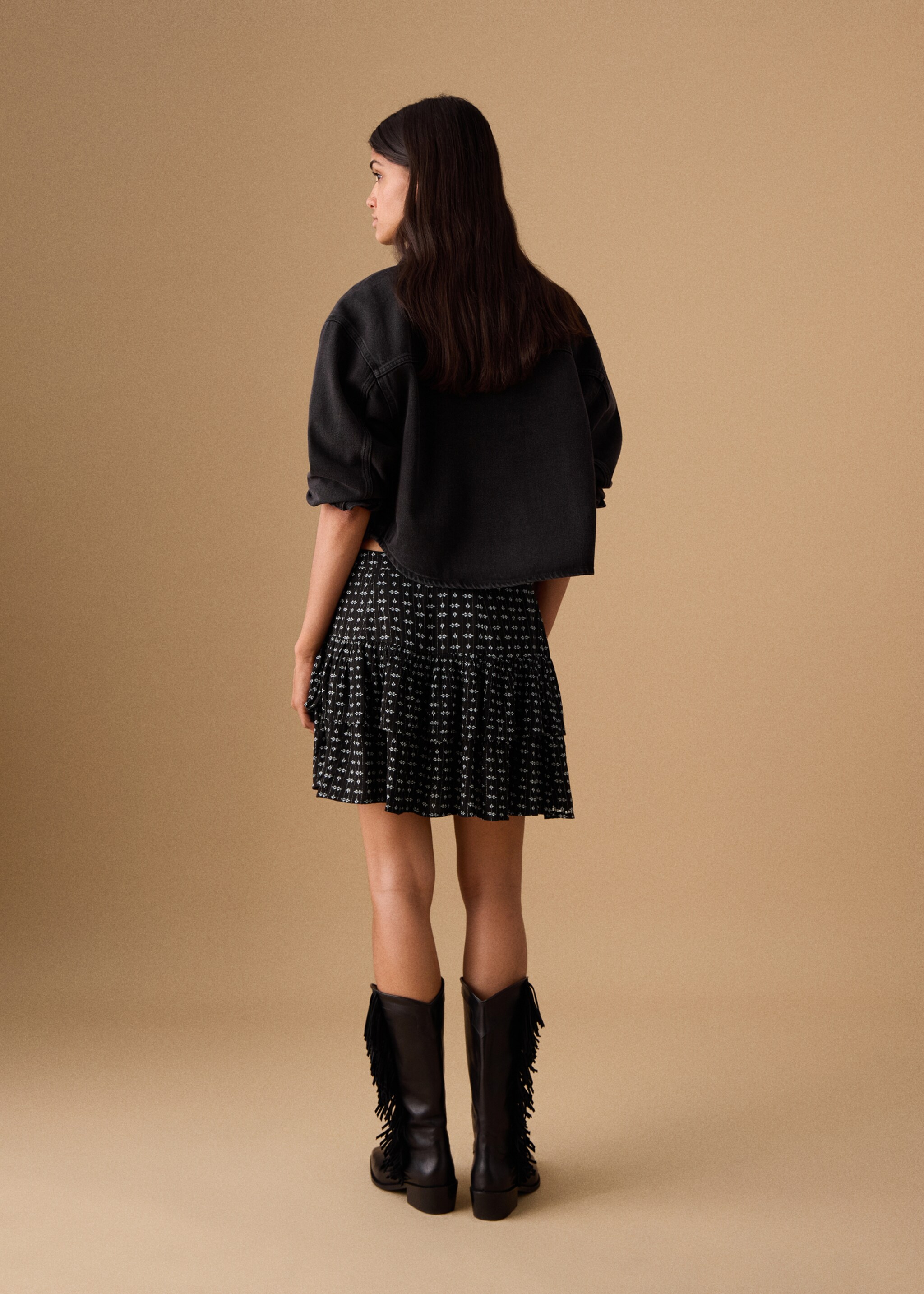Faldilla estampada lluentons - Revers de l'article, Negre. Ref: 27081220-00.