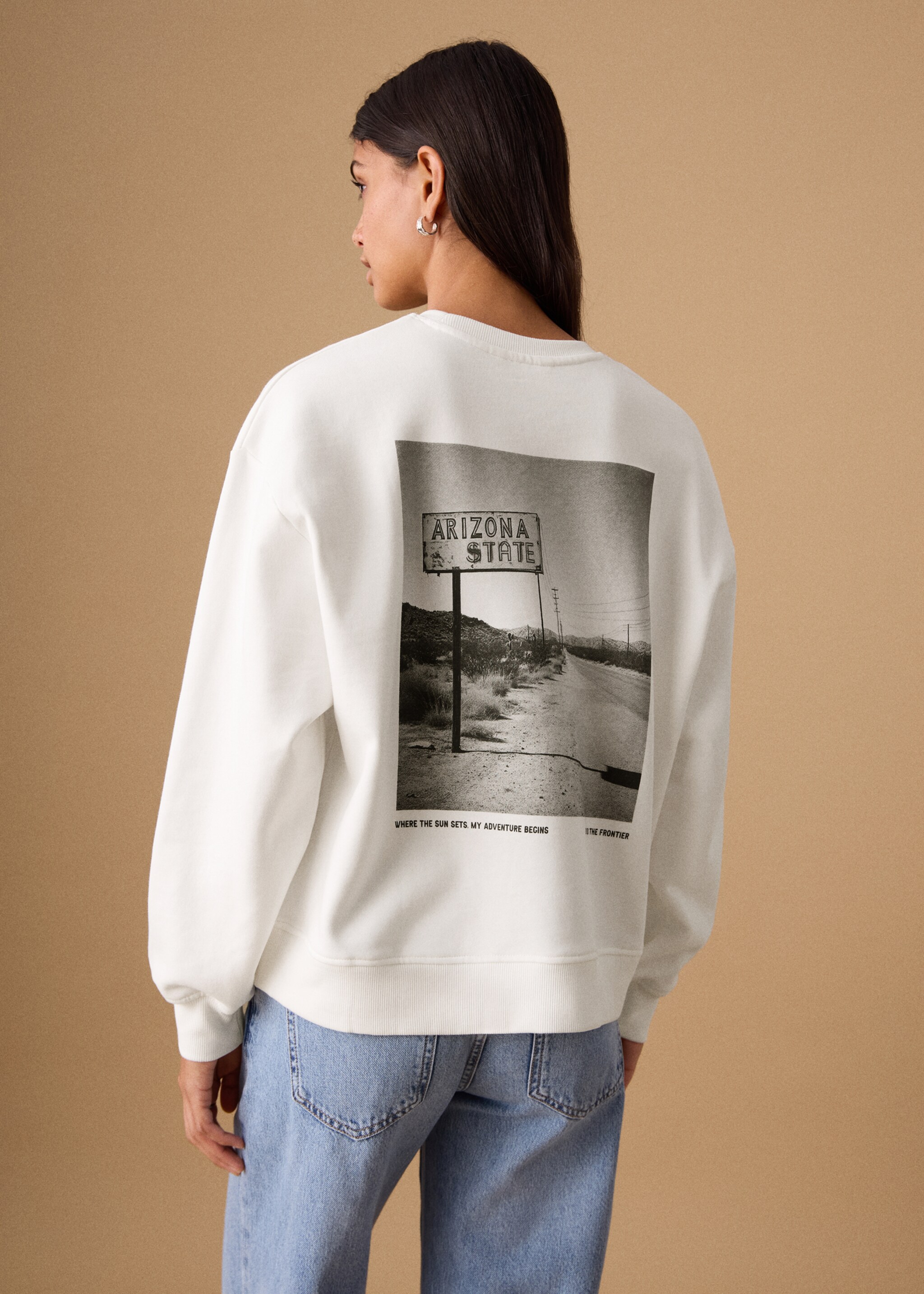 Printed cotton sweatshirt - Reverse of the article, Off White. Ref: 27081221-00.
