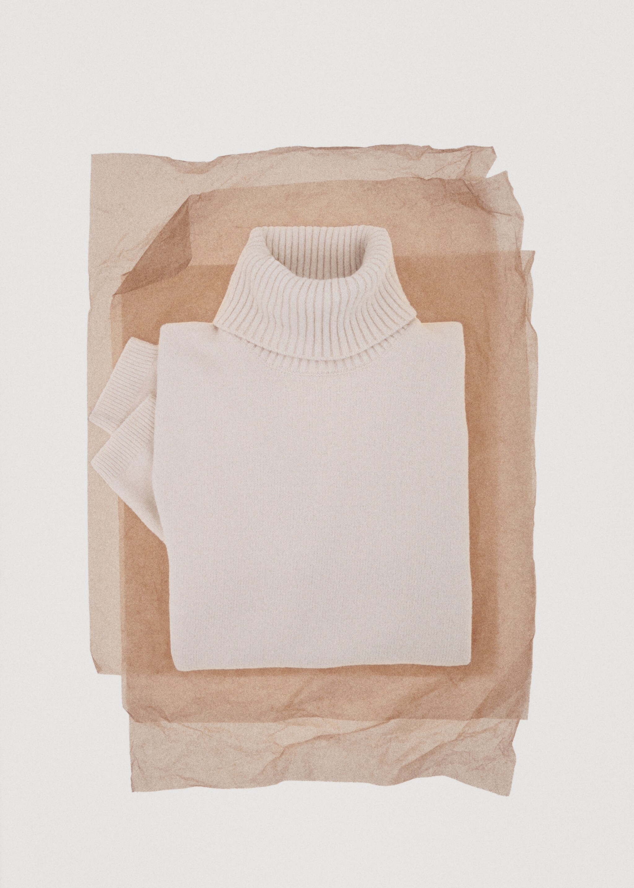 Turtleneck knitted sweater - Details of the article 7, Ecru. Ref: 27081223-00.