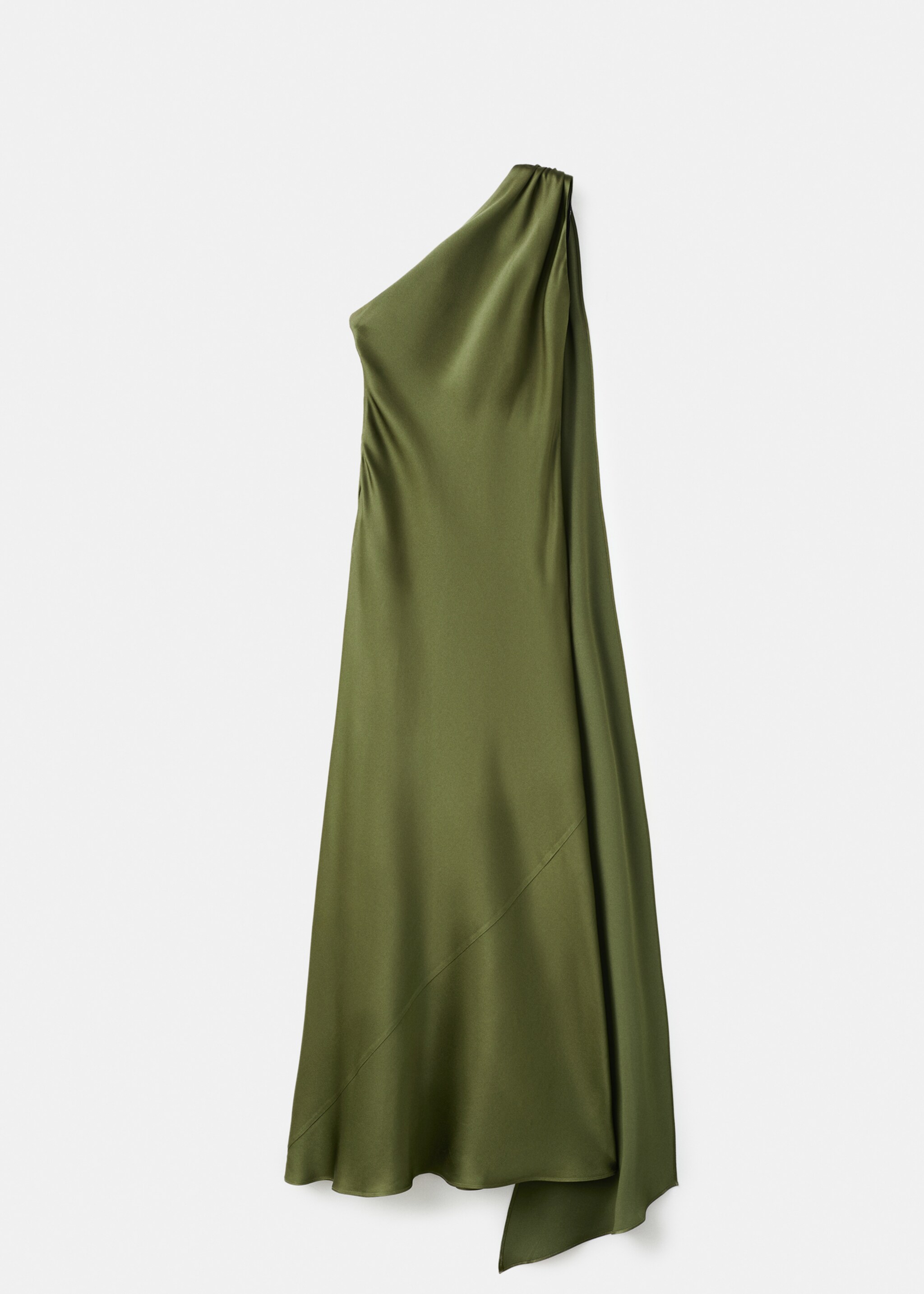 Asimetrik bağ detaylı elbise - Modelsiz ürün, Zeytin Yeşili. Ref: 27081224-00.