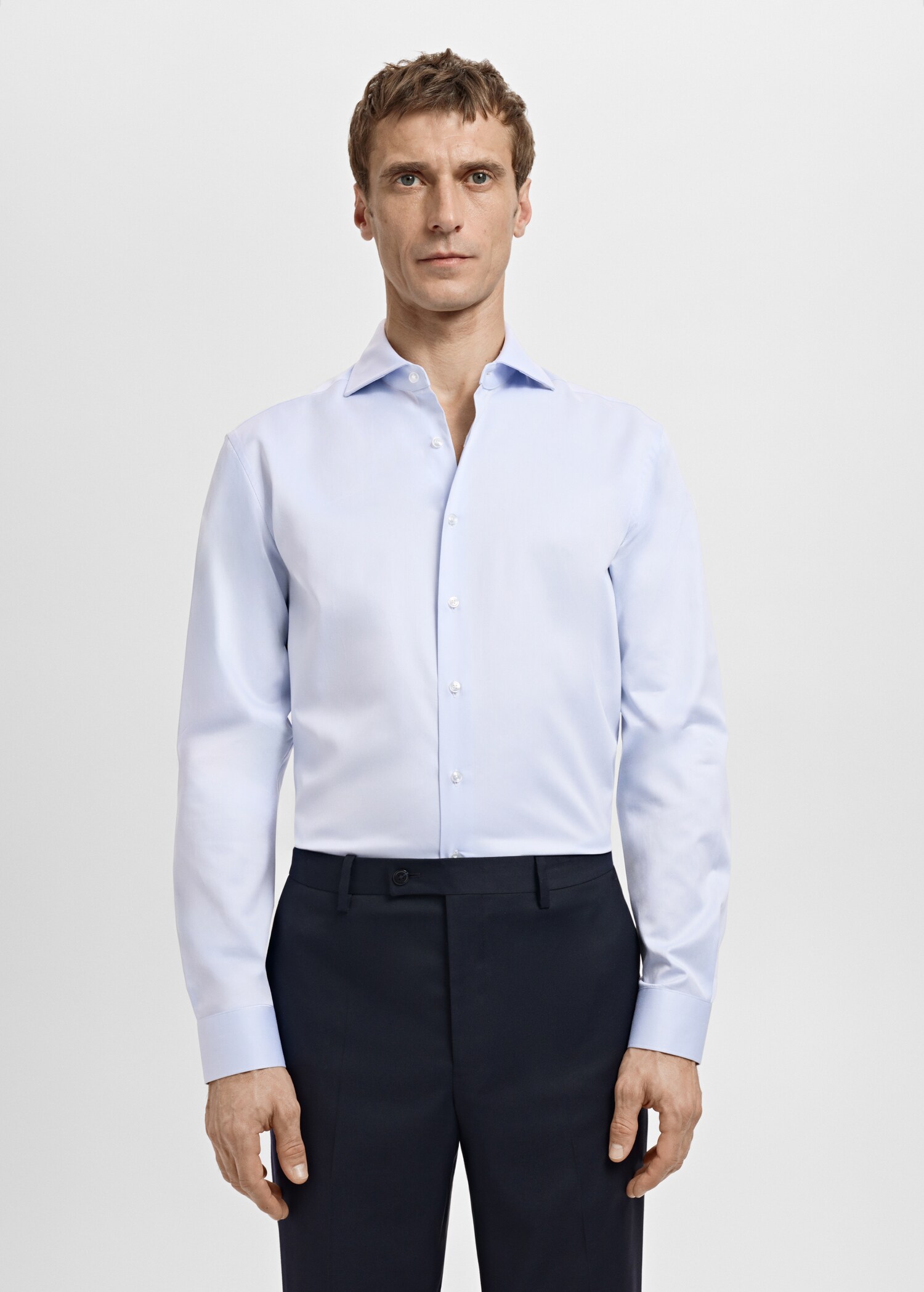 Slim-fit twill fabric dress shirt - Medium plane