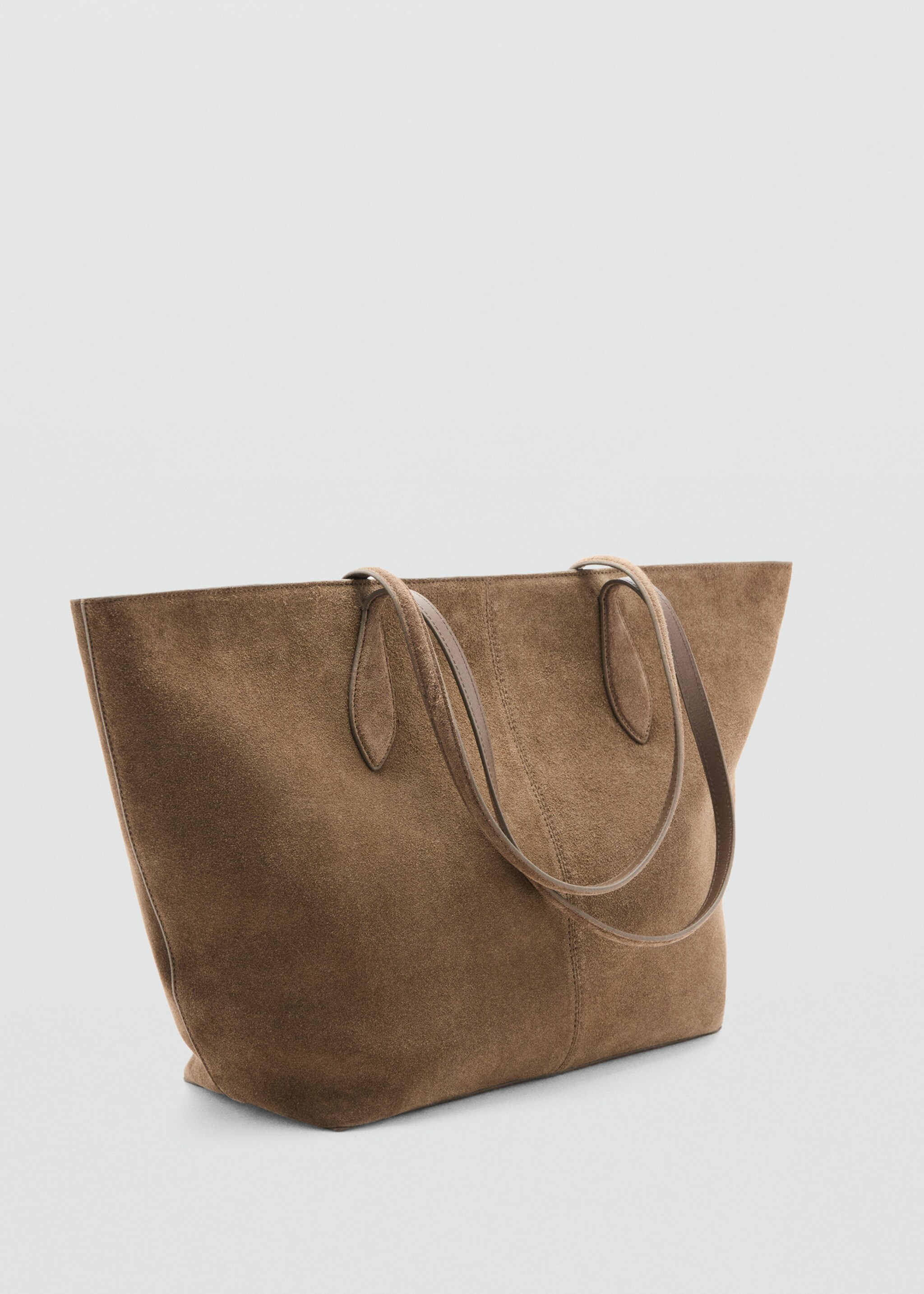 Suede shopper bag - Medium plane, Medium Brown. Ref: 27081232-00.