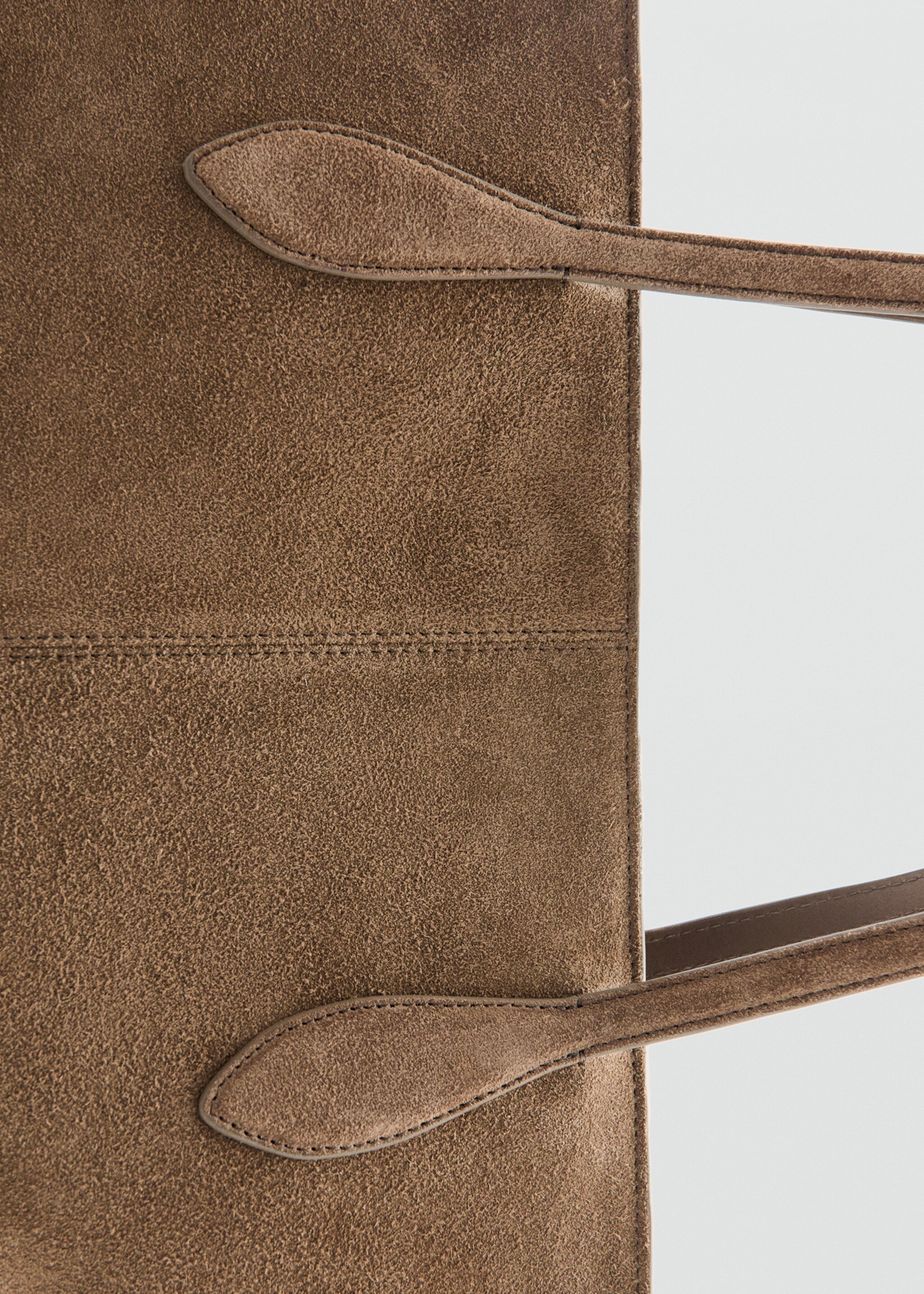 Suede shopper bag - Details of the article 1, Medium Brown. Ref: 27081232-00.