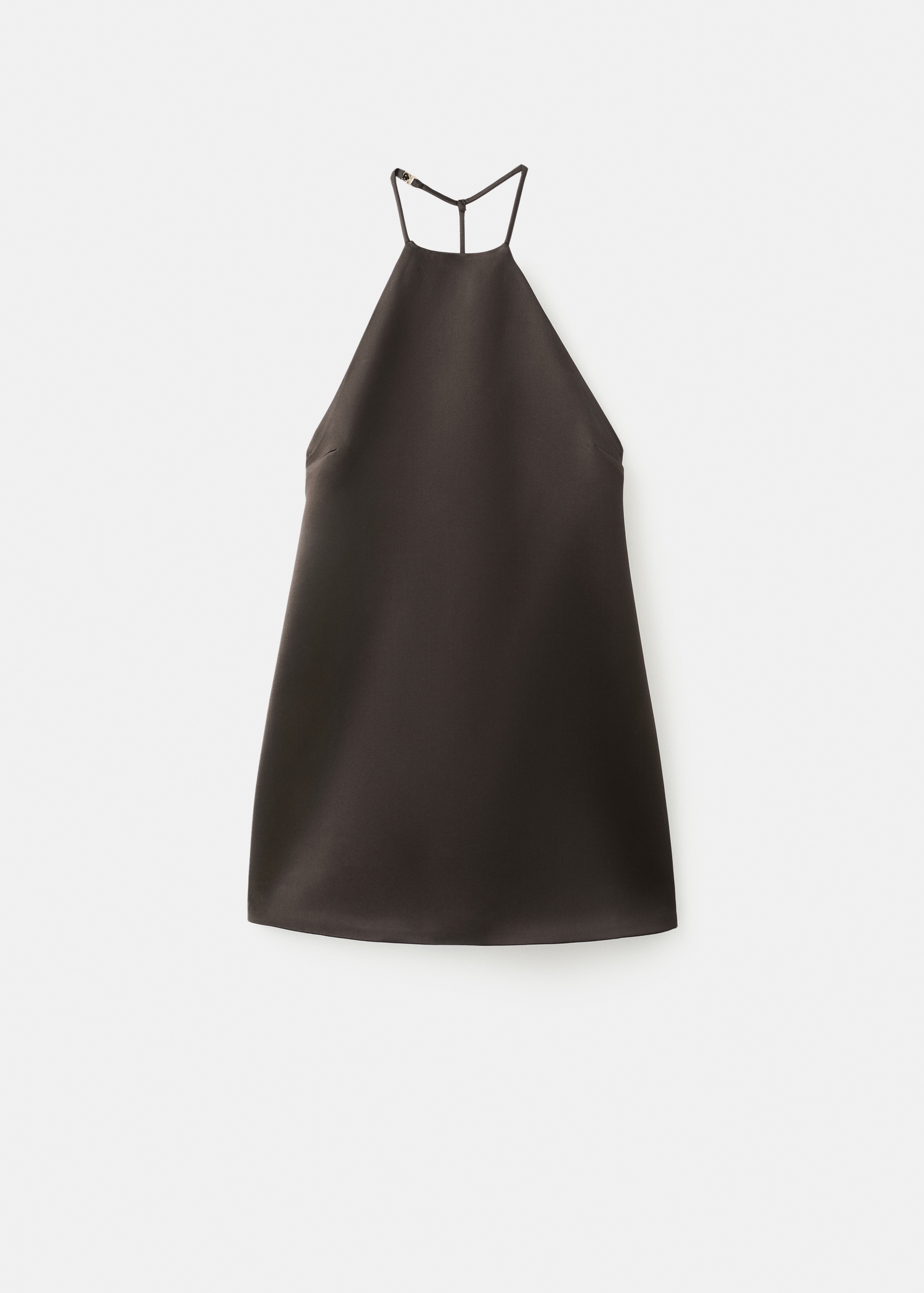 Satijnen jurk met halslijn van imitatiebont - Detail van het artikel 0