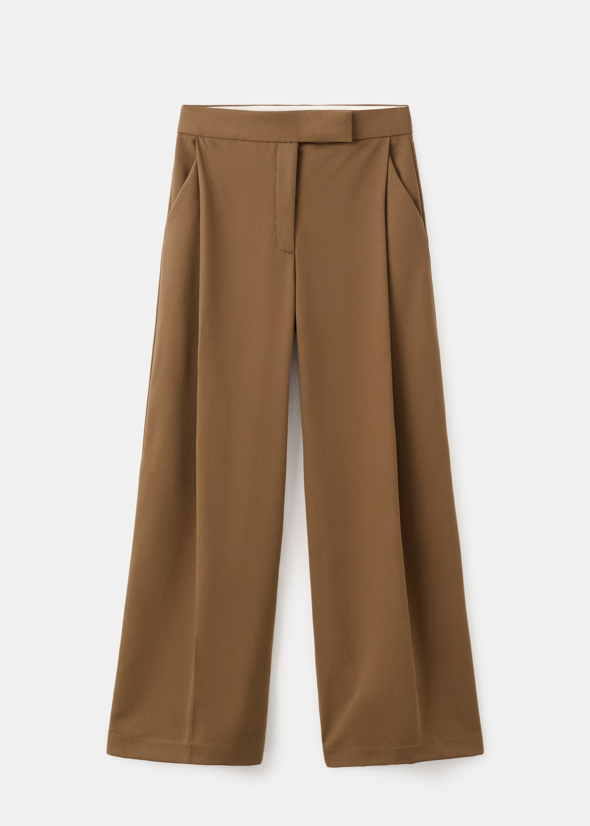 Pleated wide leg trousers - Article without model, Medium Brown. Ref: 27081234-00.