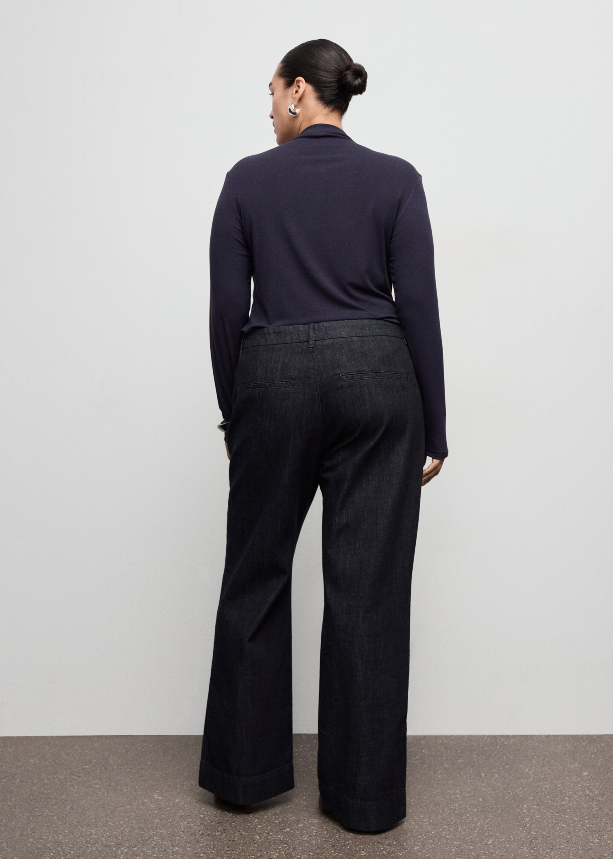 Wide-leg denim trousers - Details of the article 4, Open Blue. Ref: 27081237-00.