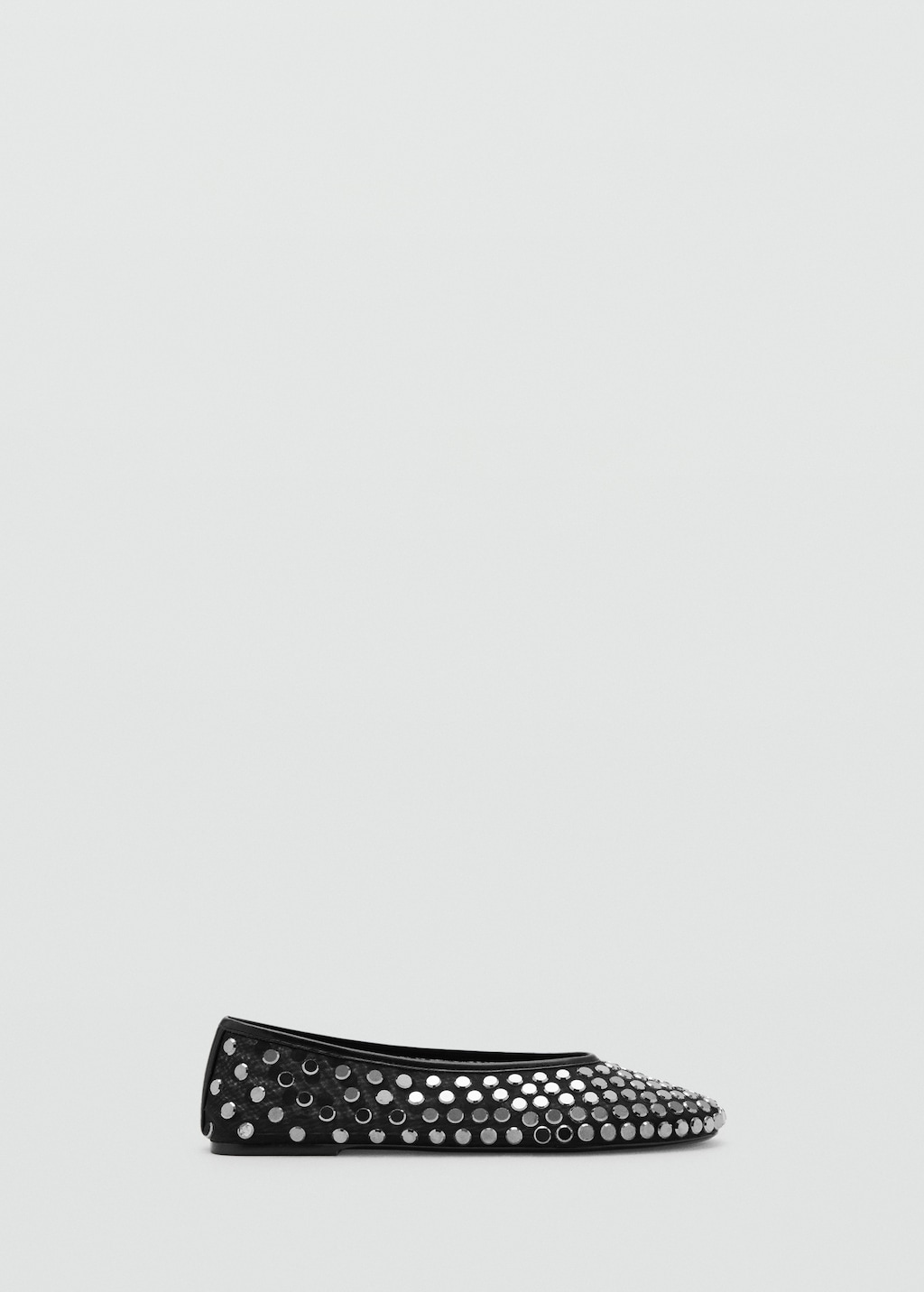 Mesh ballet flats with studs