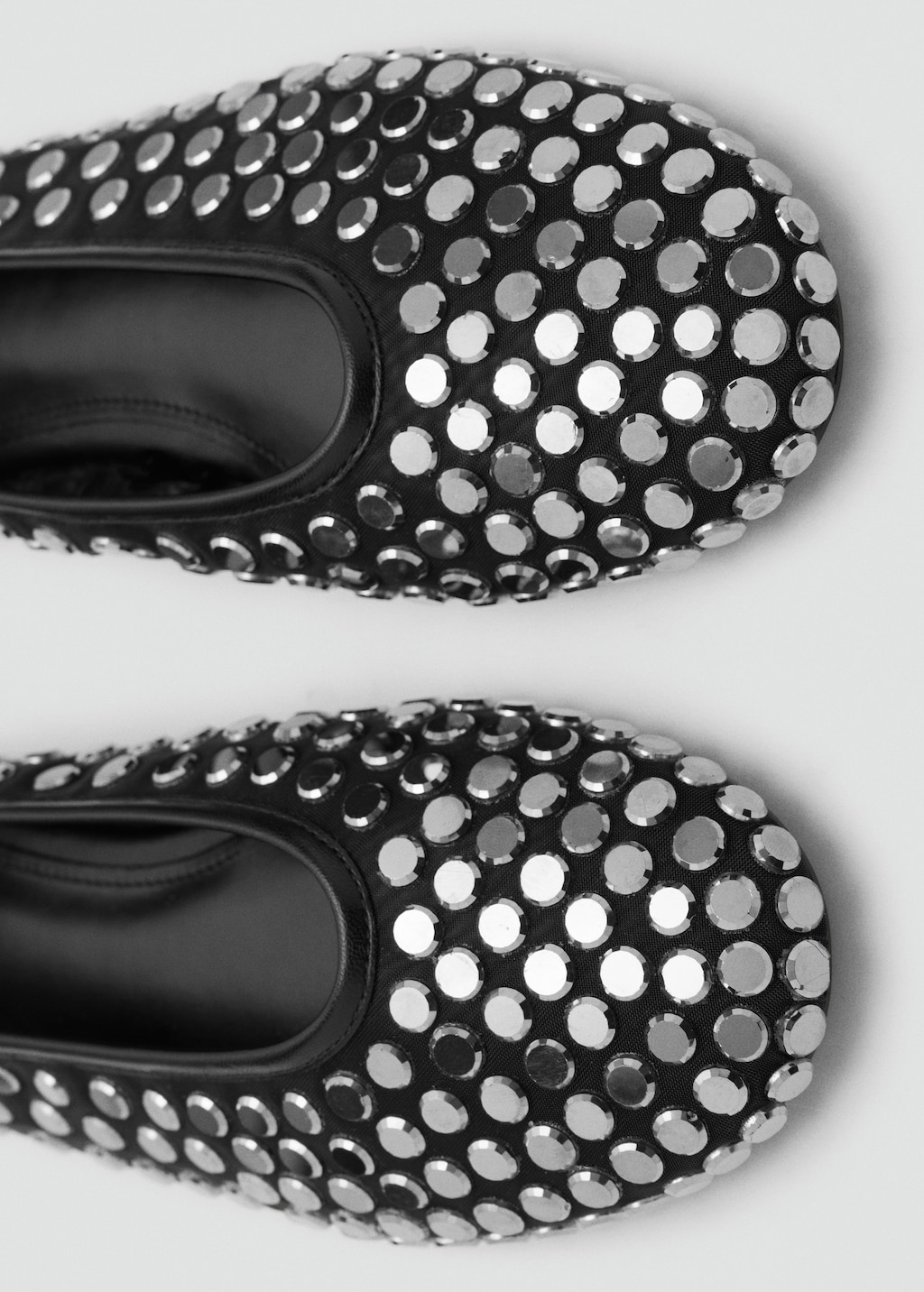 Mesh ballet flats with studs