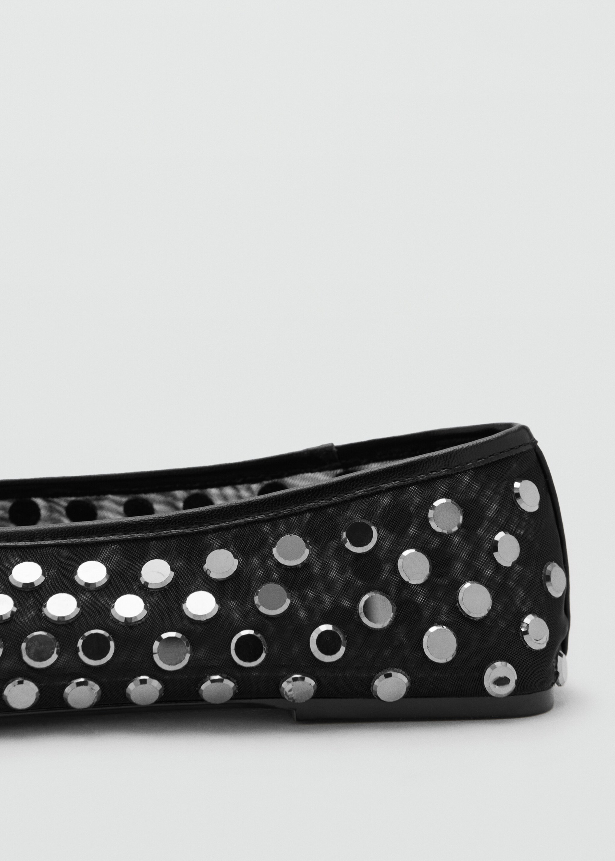 Studded mesh ballerinas - Details of the article 2, Black. Ref: 27081241-00.