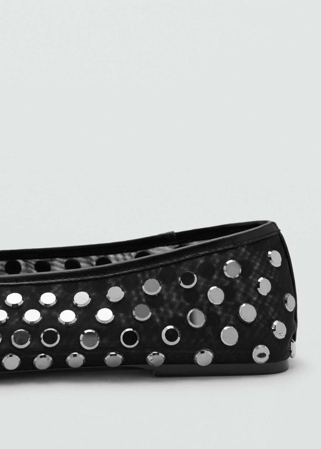 Mesh ballet flats with studs