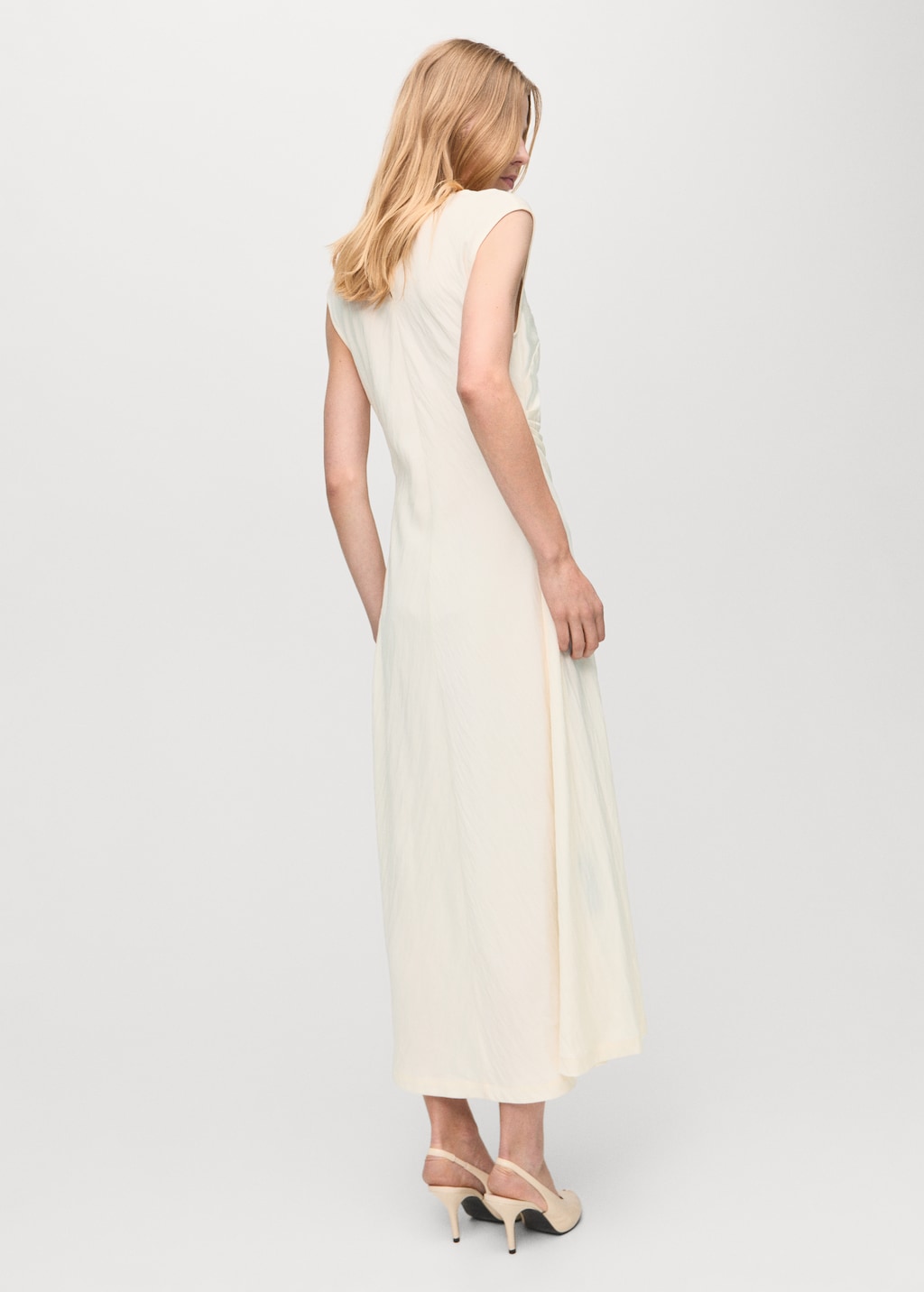 Lyocell dress with pleated waist
