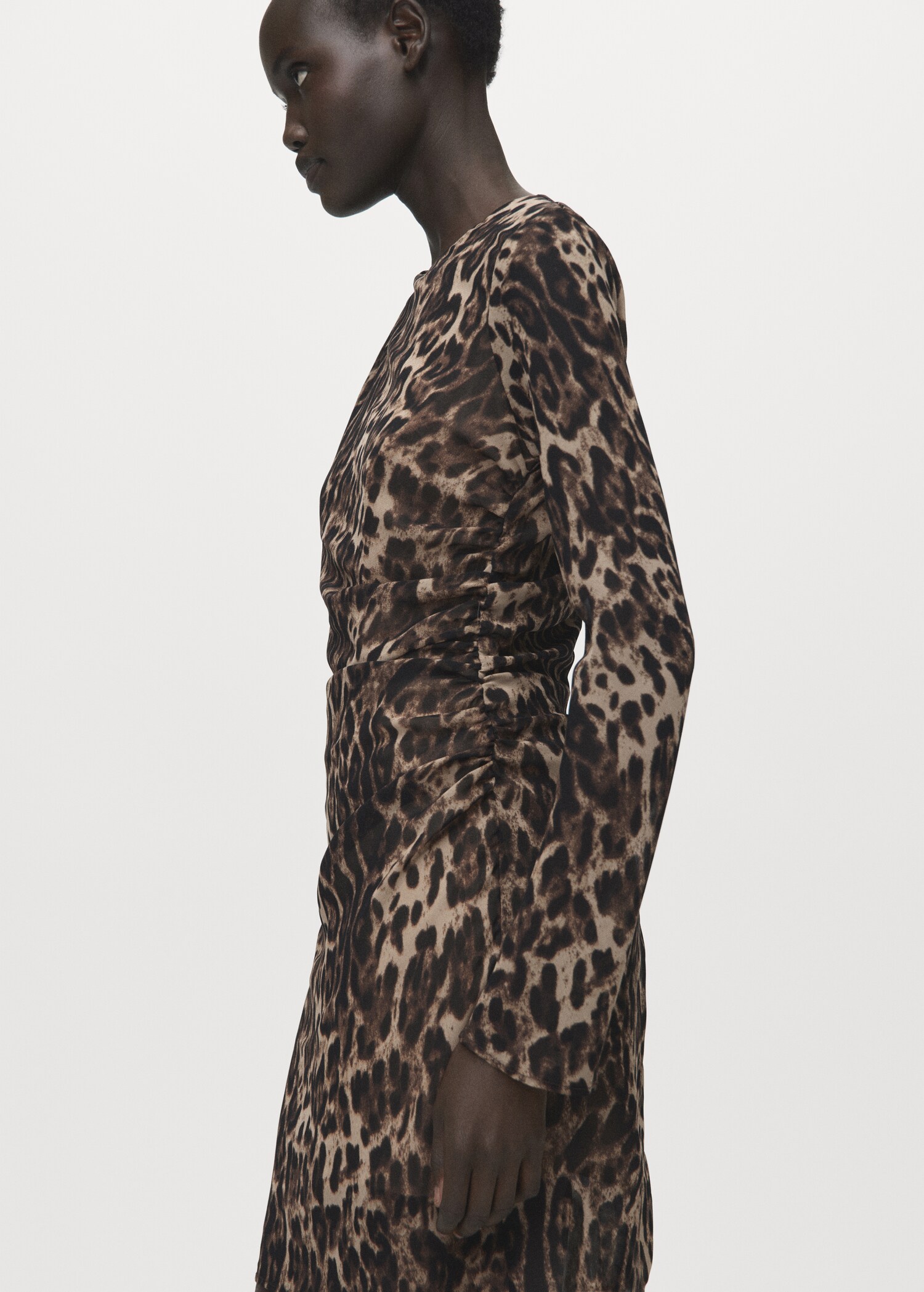 Leopard print dress with gathered waist - Medium plane
