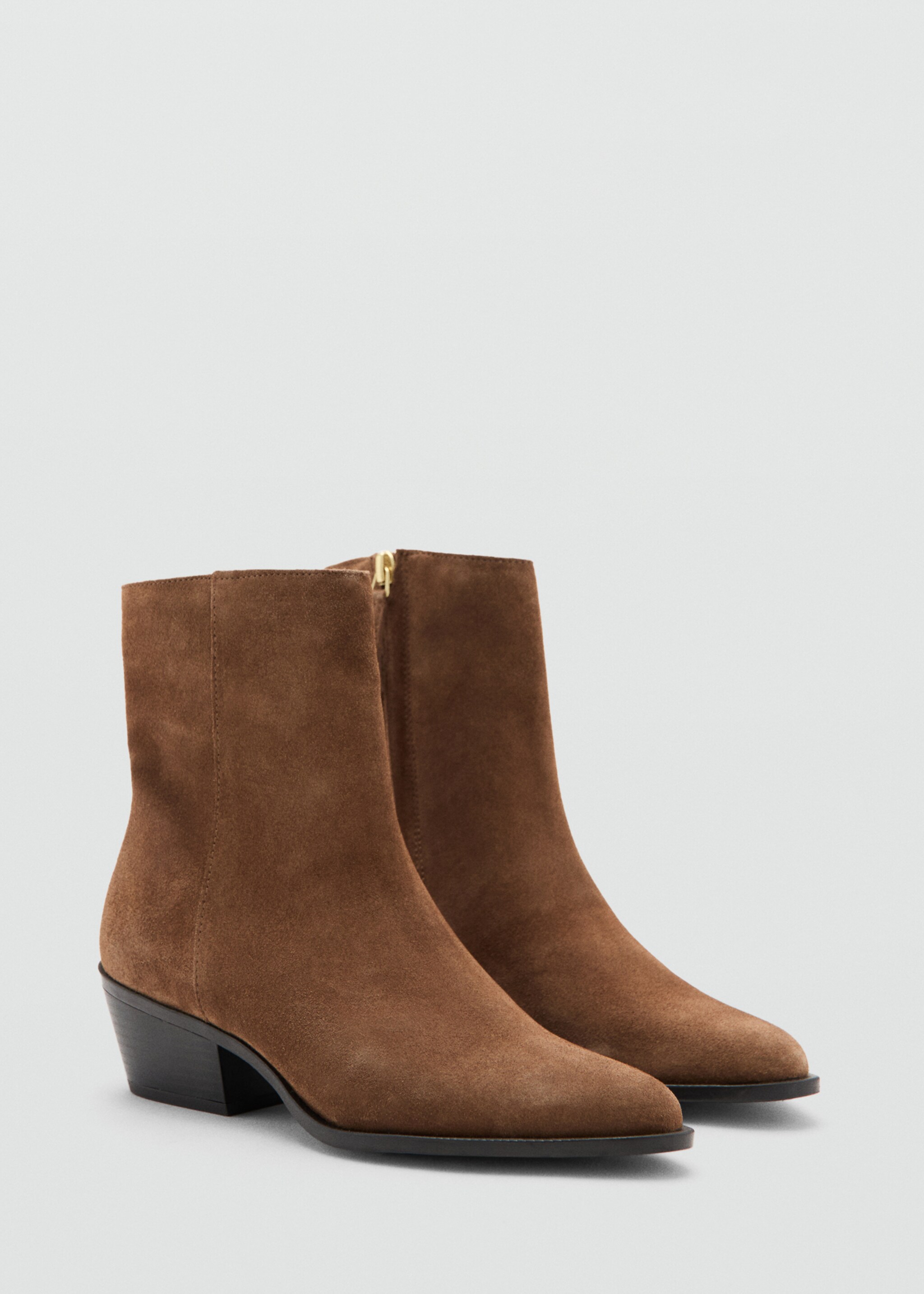 Heel suede ankle boot - Medium plane, Medium Brown. Ref: 27081250-00.