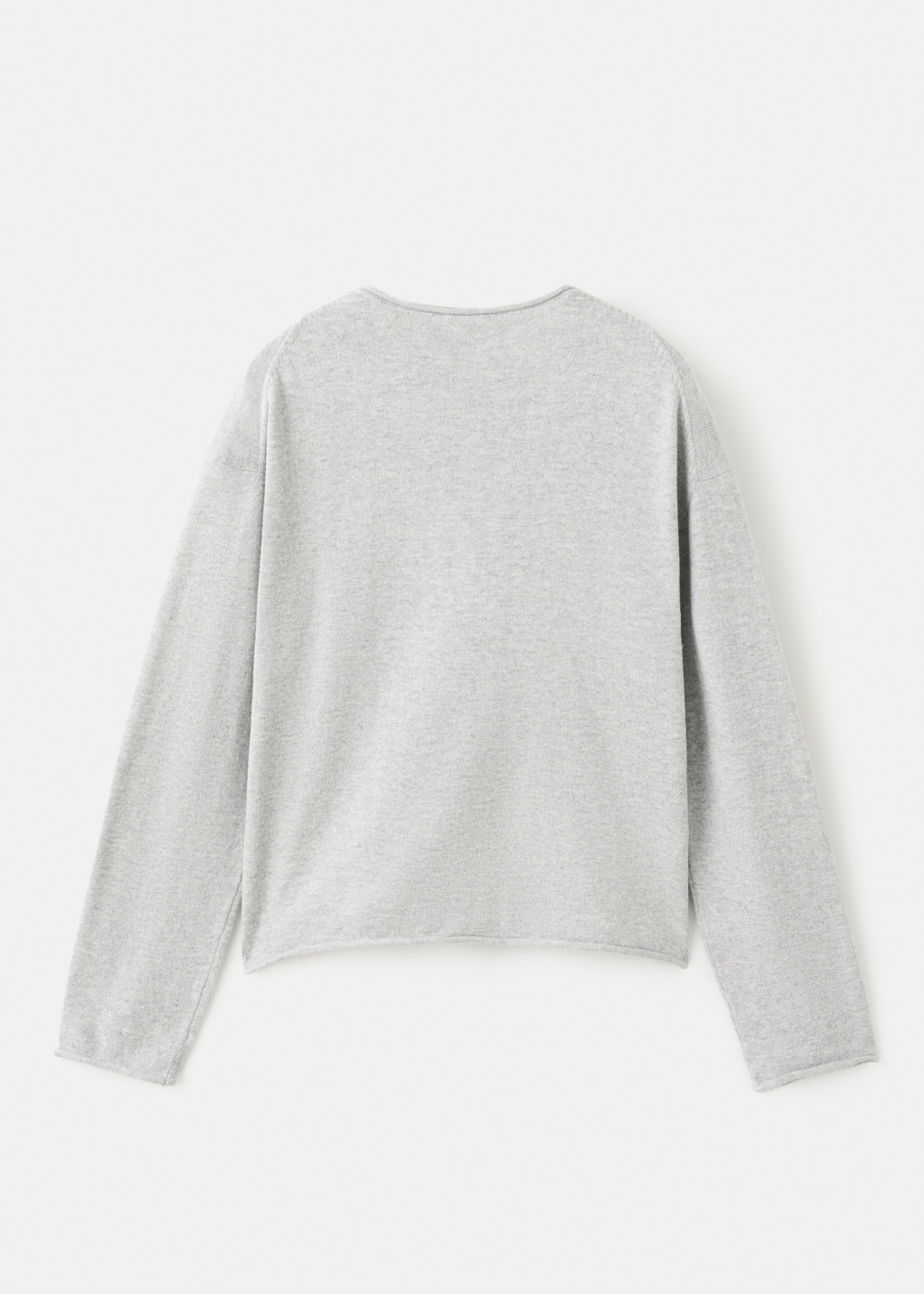 Long sleeves knit cardigan - Reverse of the article, Light Heather Grey. Ref: 27081252-00.