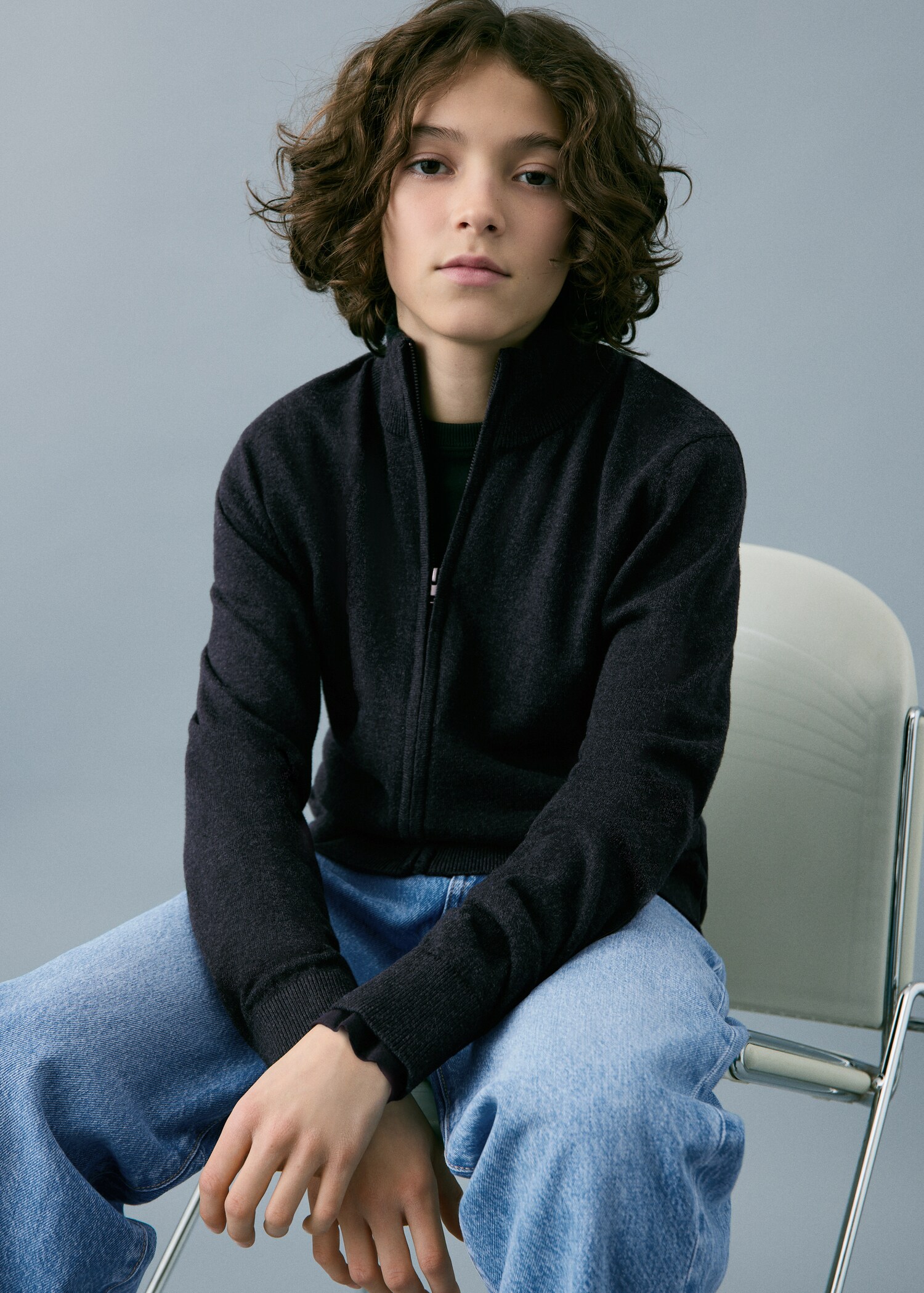 Zipped knit cardigan - Medium plane