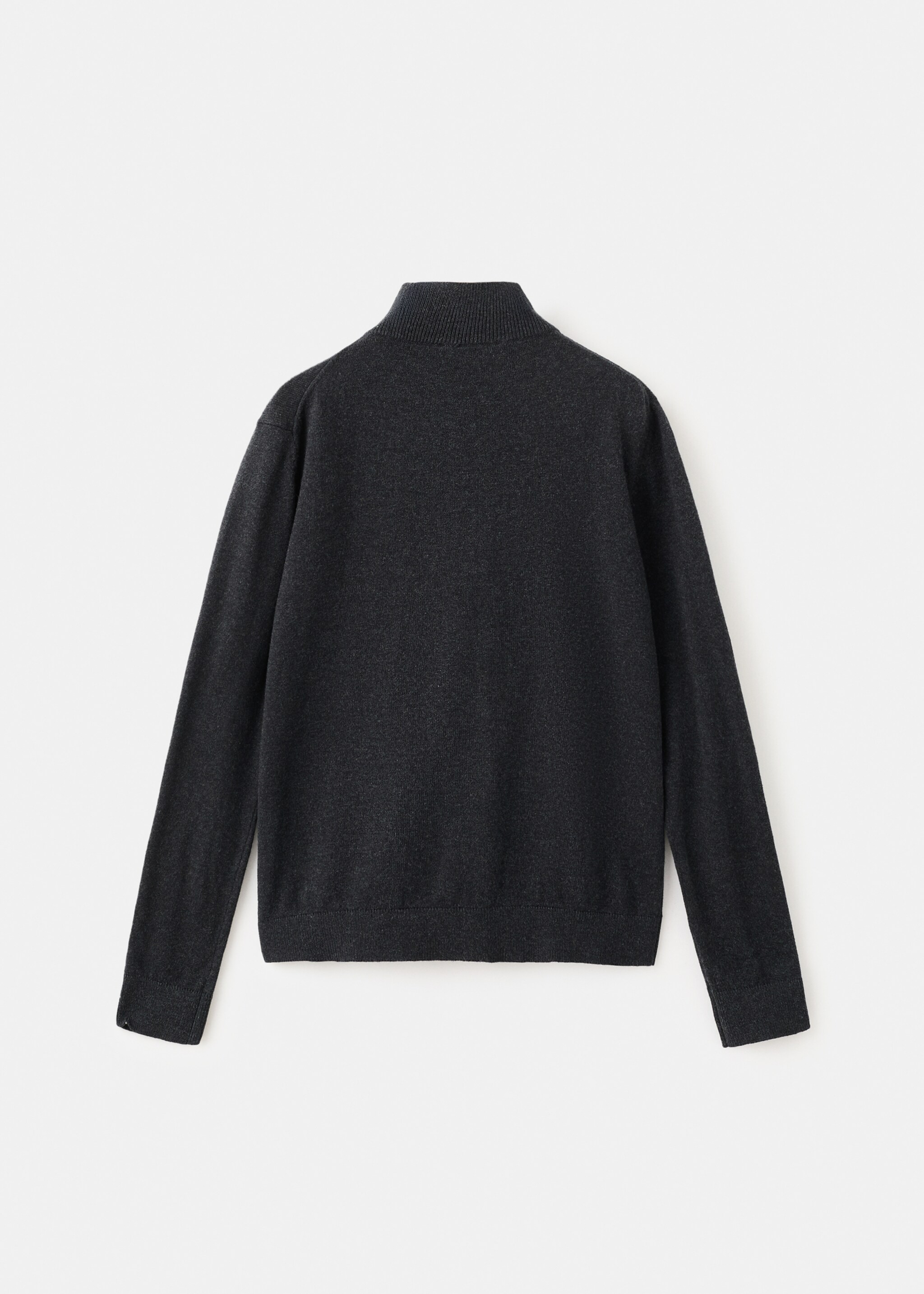 Zipped knit cardigan - Reverse of the article, Charcoal. Ref: 27081253-00.