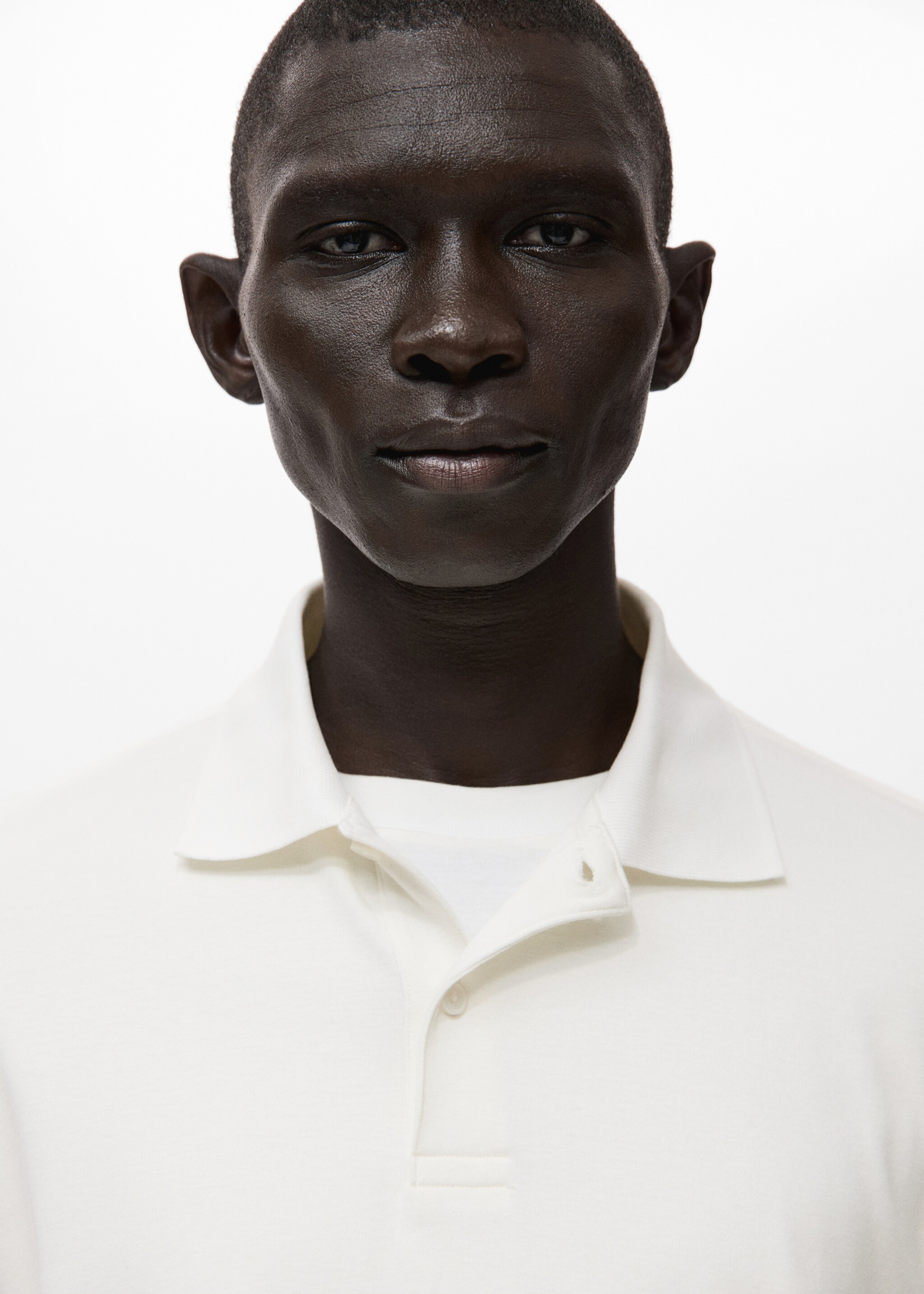 Regular-fit knitted polo sweater - Details of the article 1, White. Ref: 27081256-00.