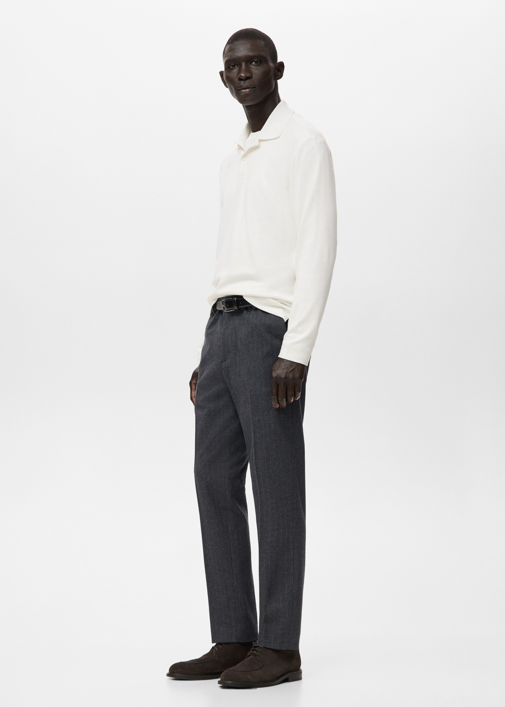 Regular-fit knitted polo sweater - Details of the article 2, White. Ref: 27081256-00.