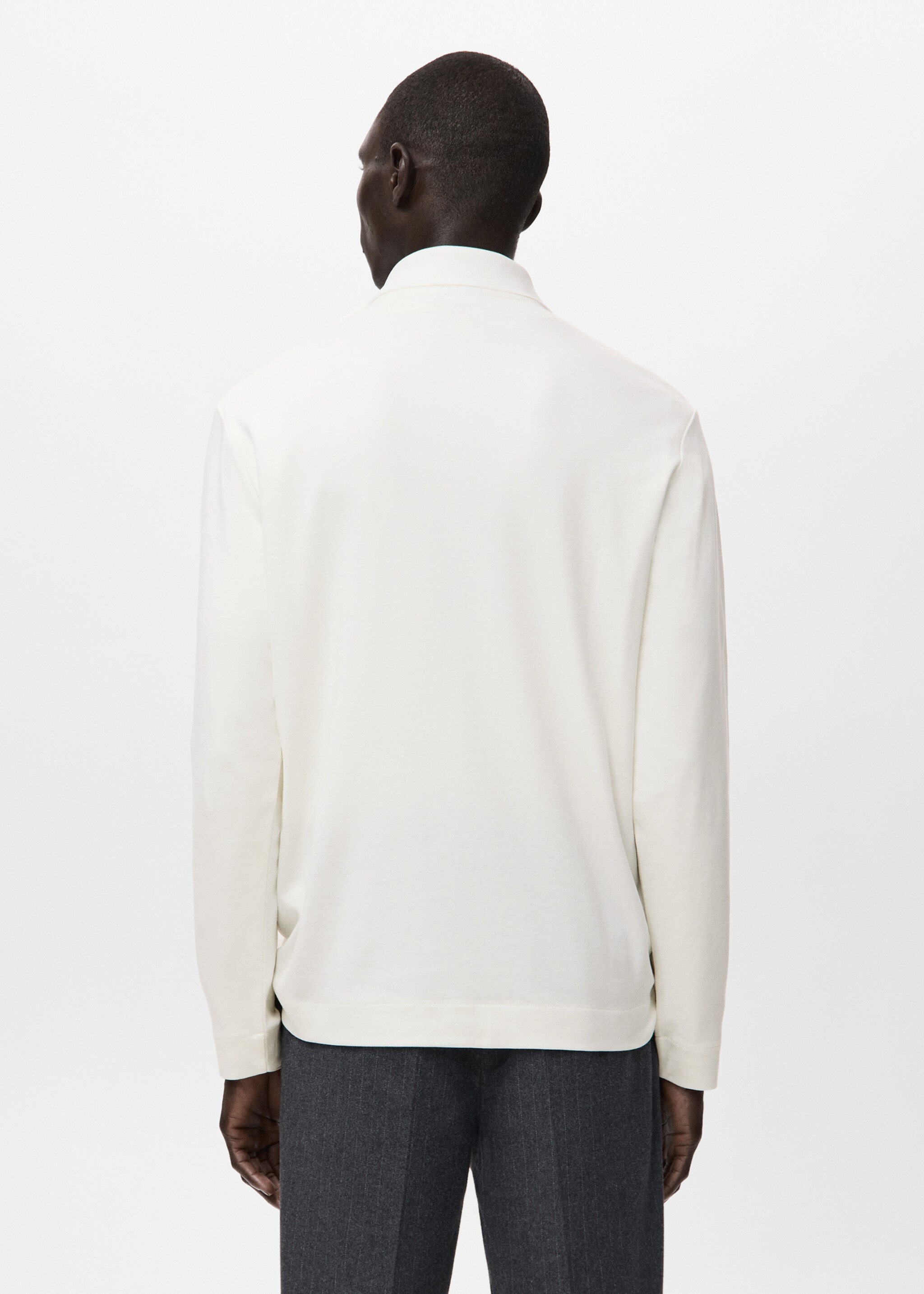 Regular-fit knitted polo sweater - Reverse of the article, White. Ref: 27081256-00.