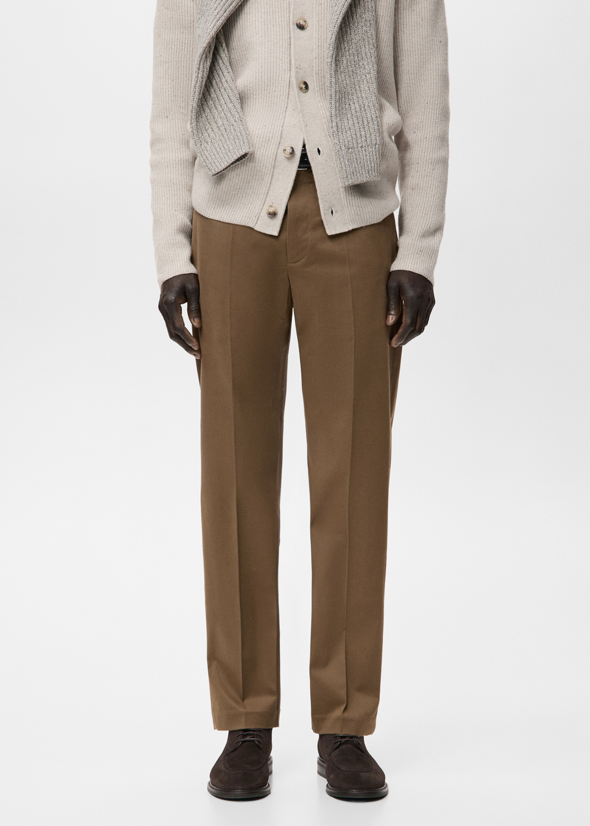 Slim fit cotton pants - Medium plane, Chocolate. Ref: 27081257-00.