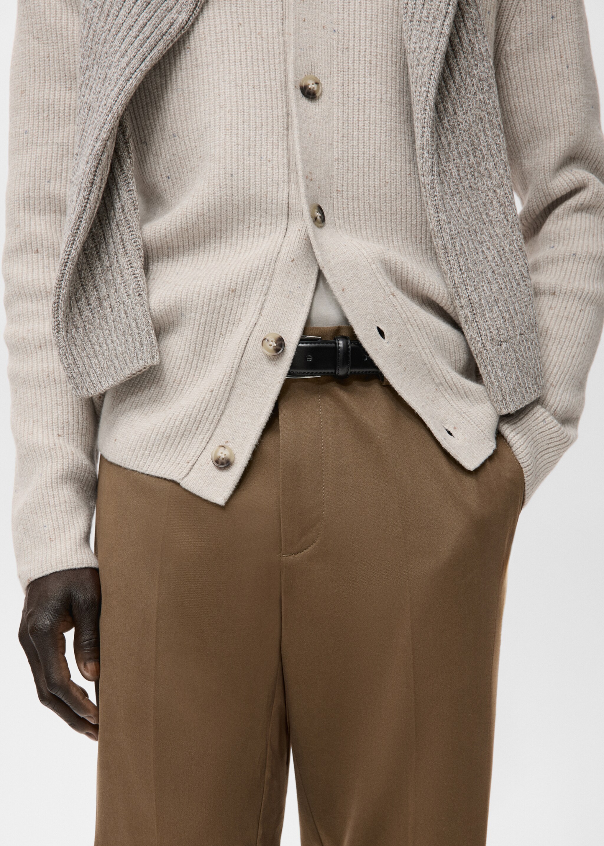 Slim fit cotton pants - Details of the article 1, Chocolate. Ref: 27081257-00.