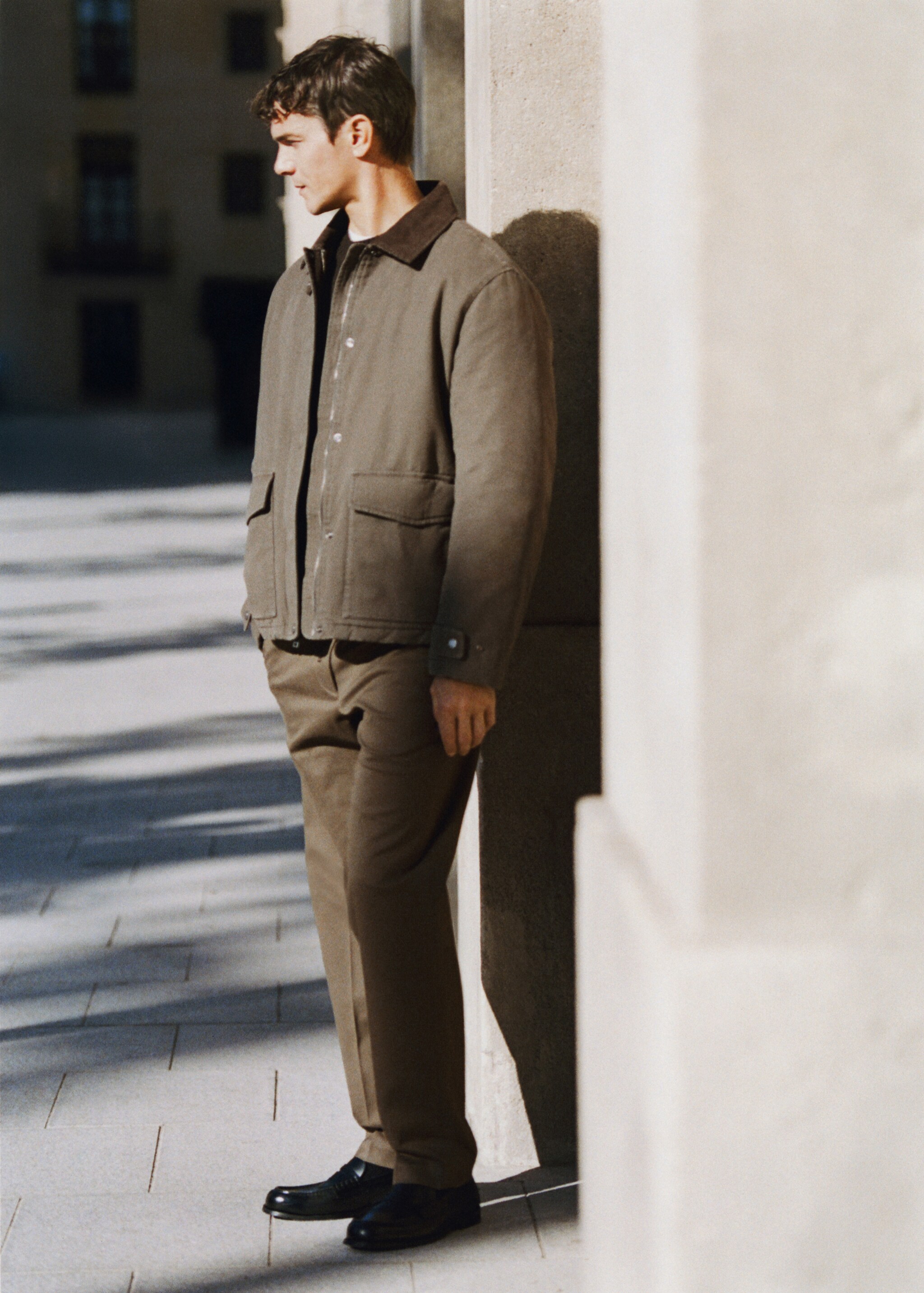 Slim fit cotton pants - Details of the article 5, Chocolate. Ref: 27081257-00.