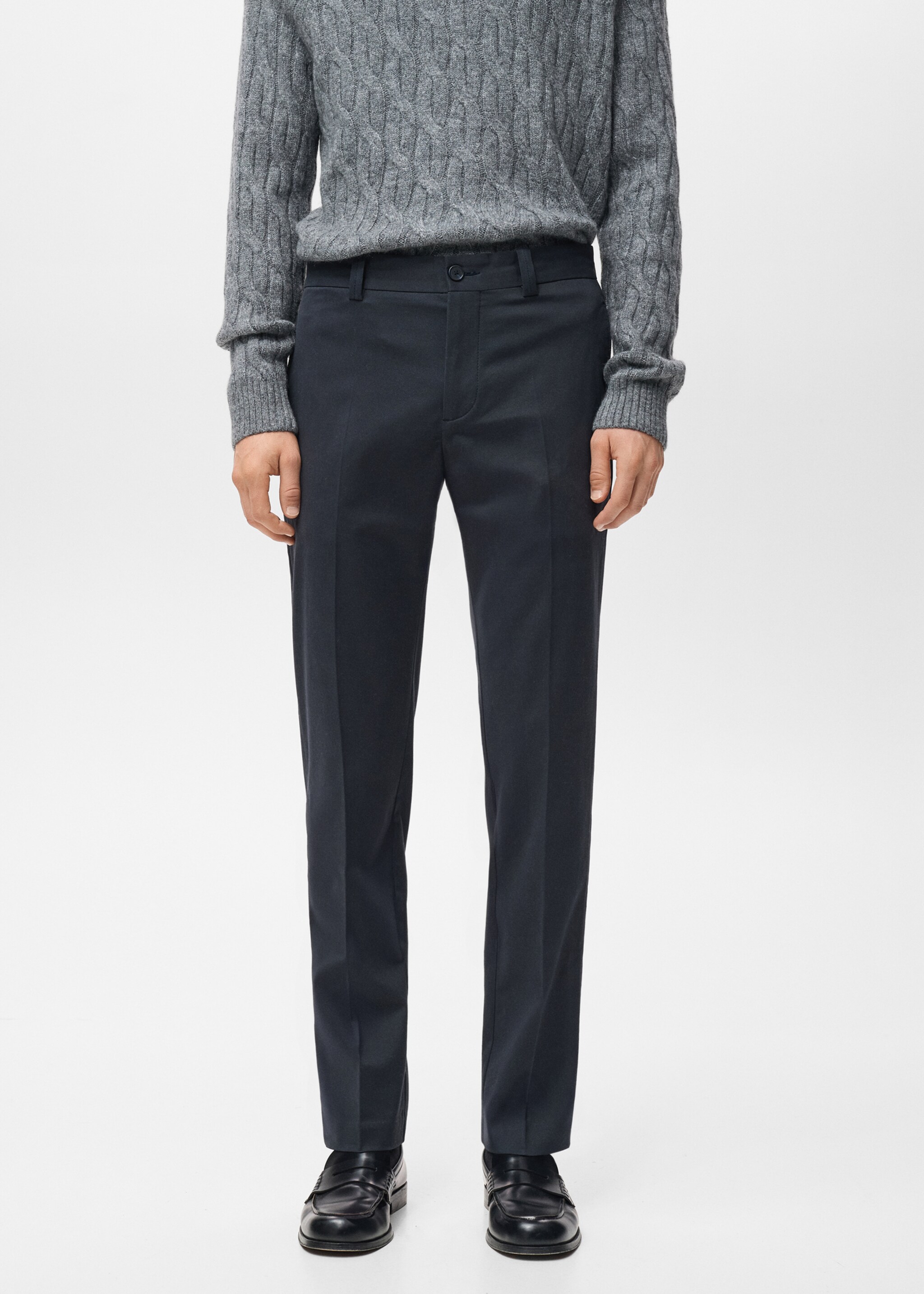 Slim fit cotton pants - Medium plane, Navy. Ref: 27081257-00.