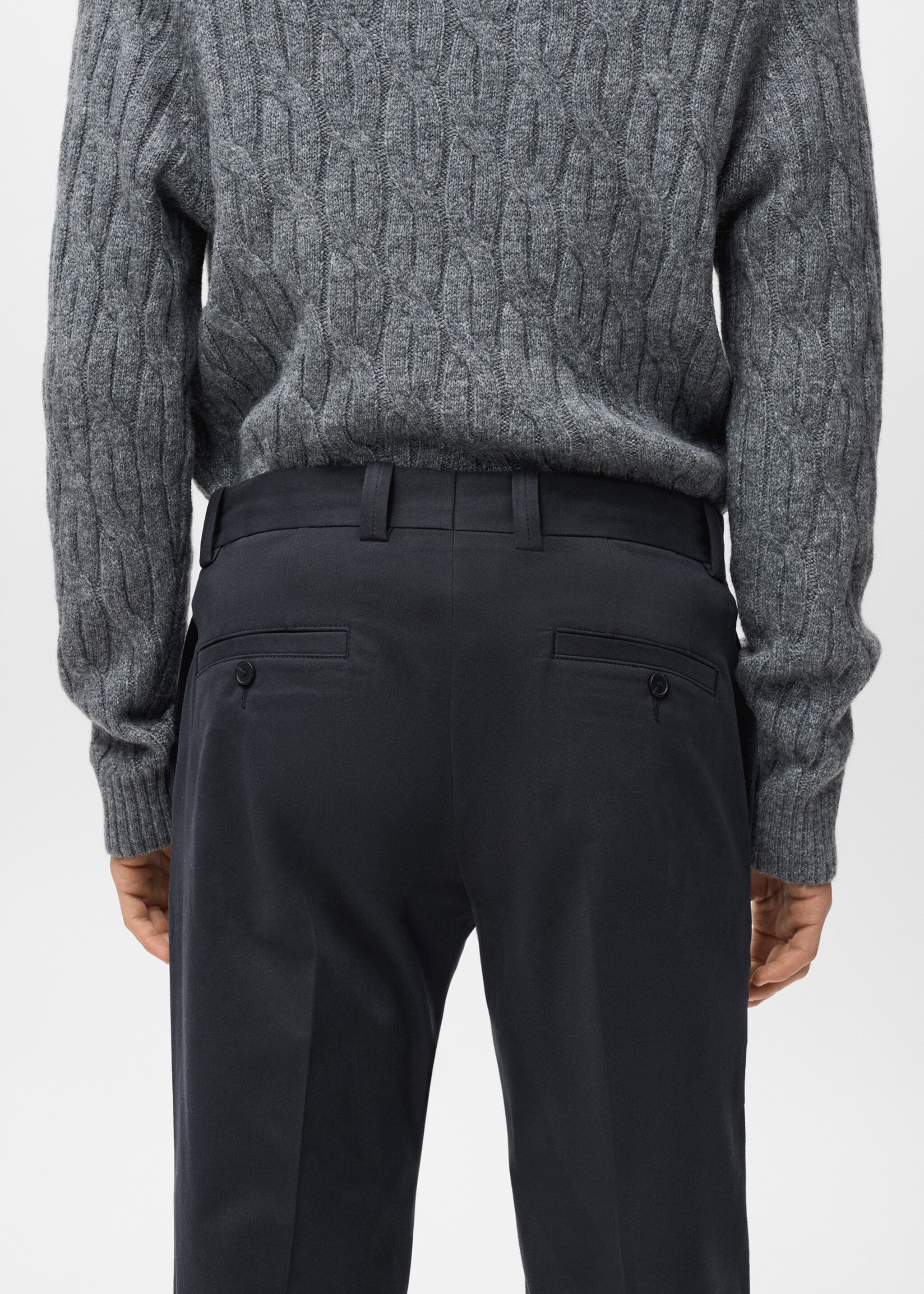 Slim fit cotton pants - Details of the article 6, Navy. Ref: 27081257-00.