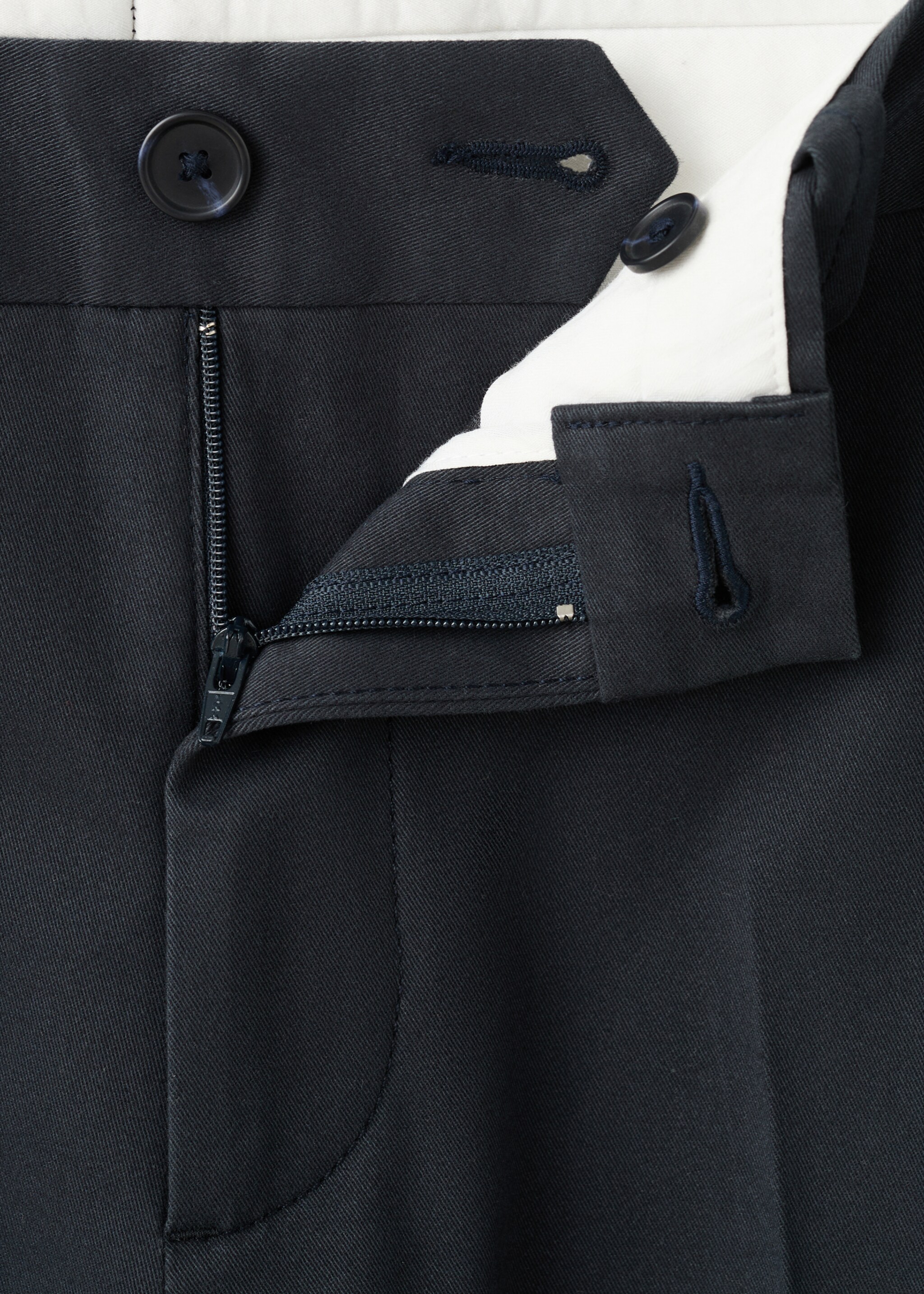 Slim fit cotton pants - Details of the article 8, Navy. Ref: 27081257-00.