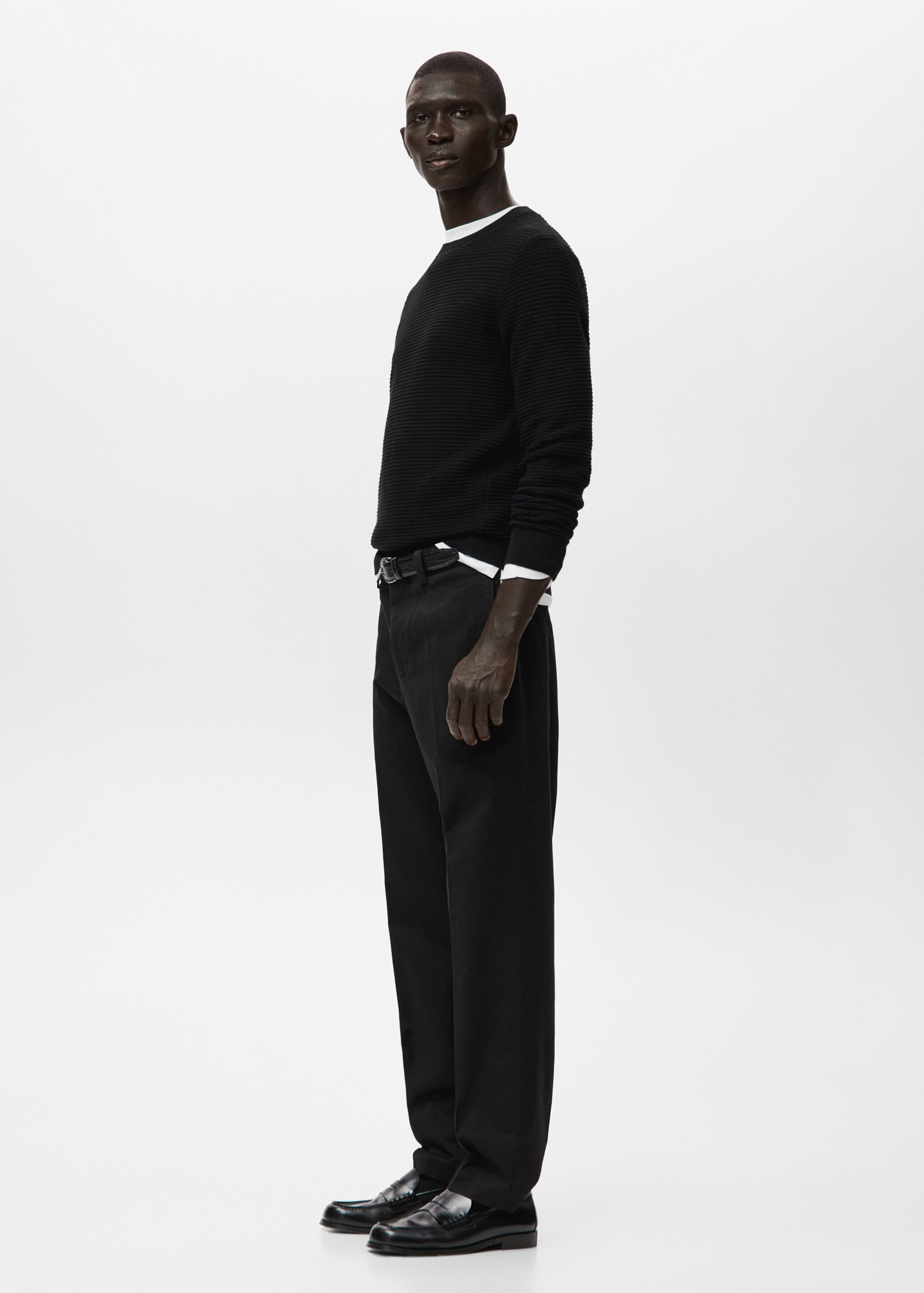 Slim fit cotton pants - Details of the article 2, Black. Ref: 27081257-00.