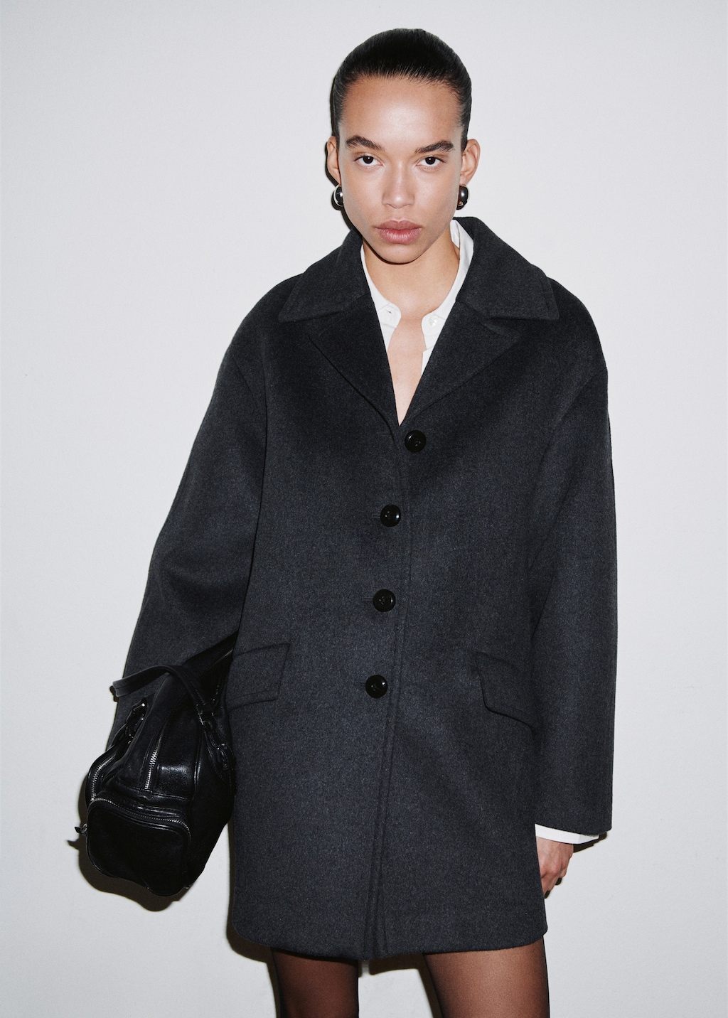 Mango Wool-blend coat with button fastening