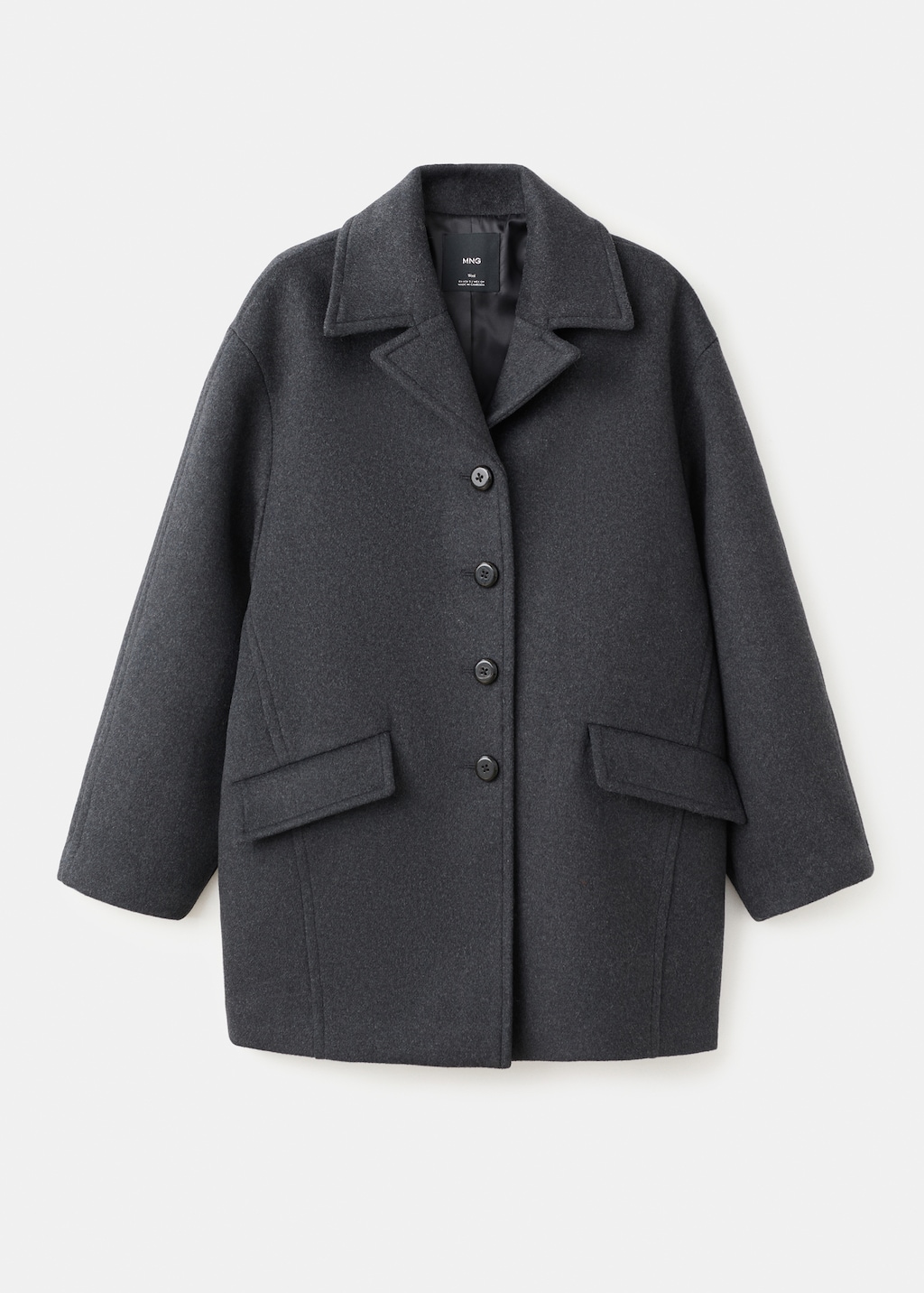Mango Wool-blend coat with button fastening