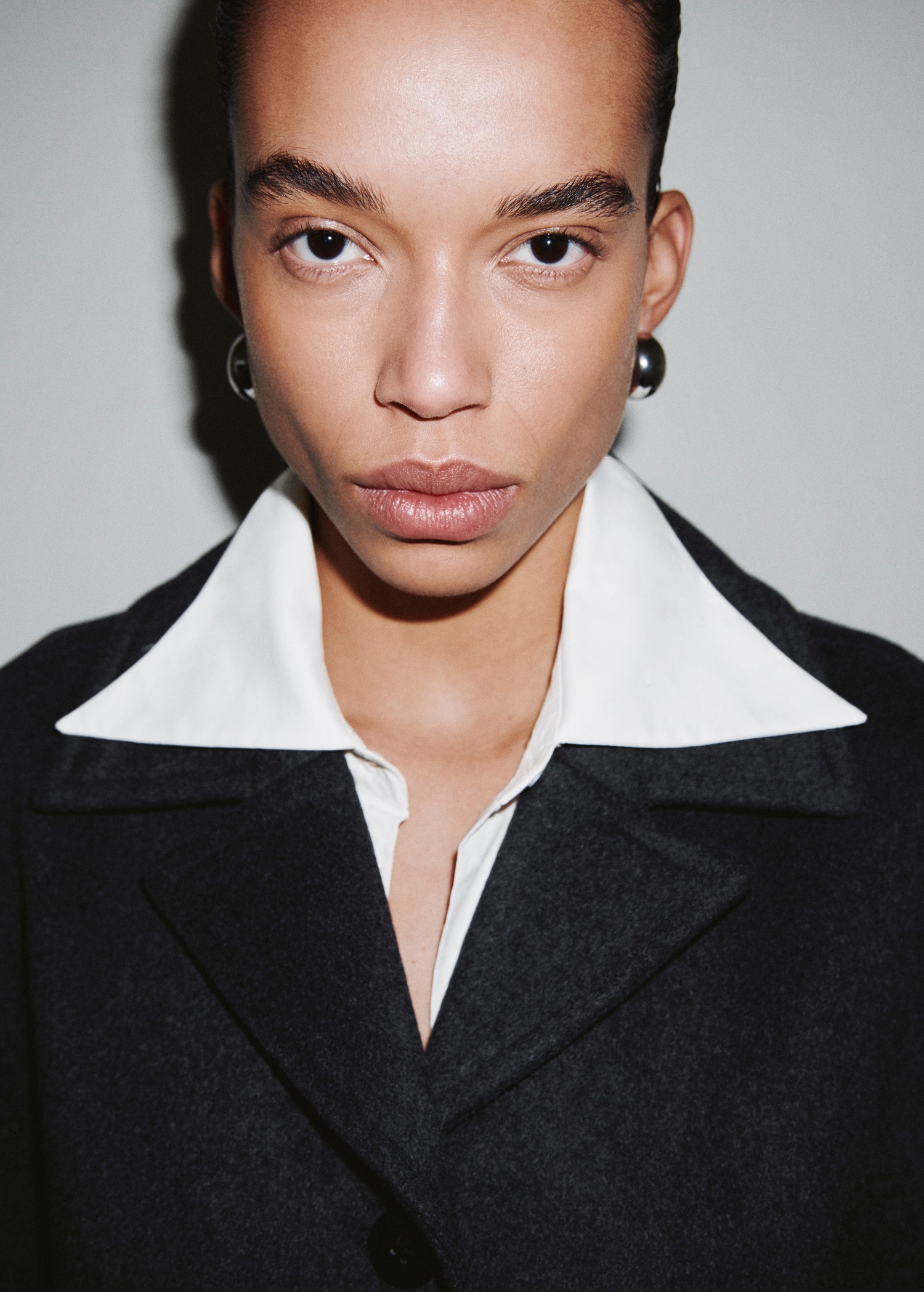 Wool Blend Coat With Button Fastening