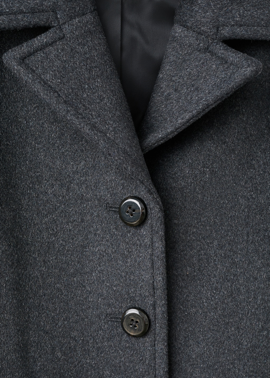Wool-blend coat with button fastening