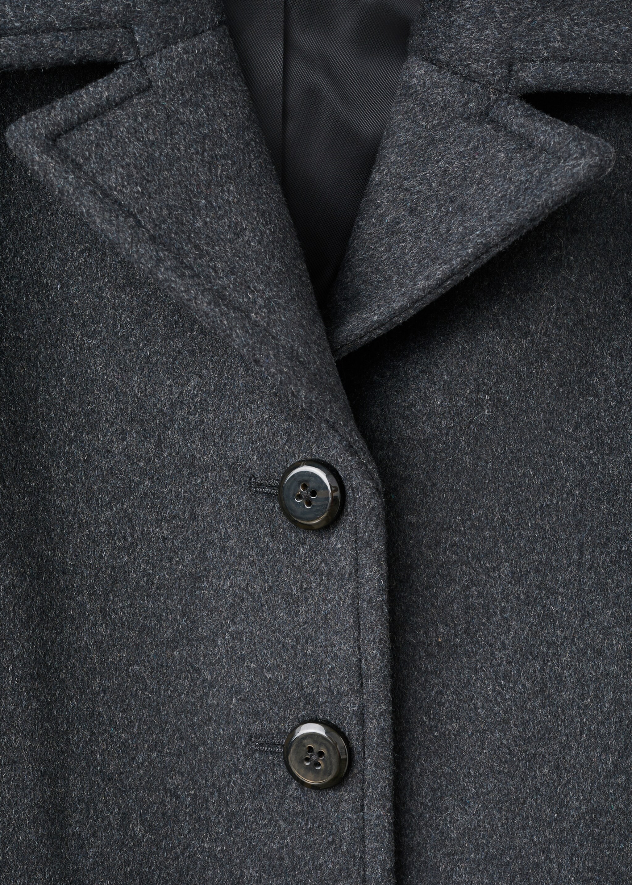 Wool-blend coat with button fastening - Details of the article 8, Grey. Ref: 27081258-00.