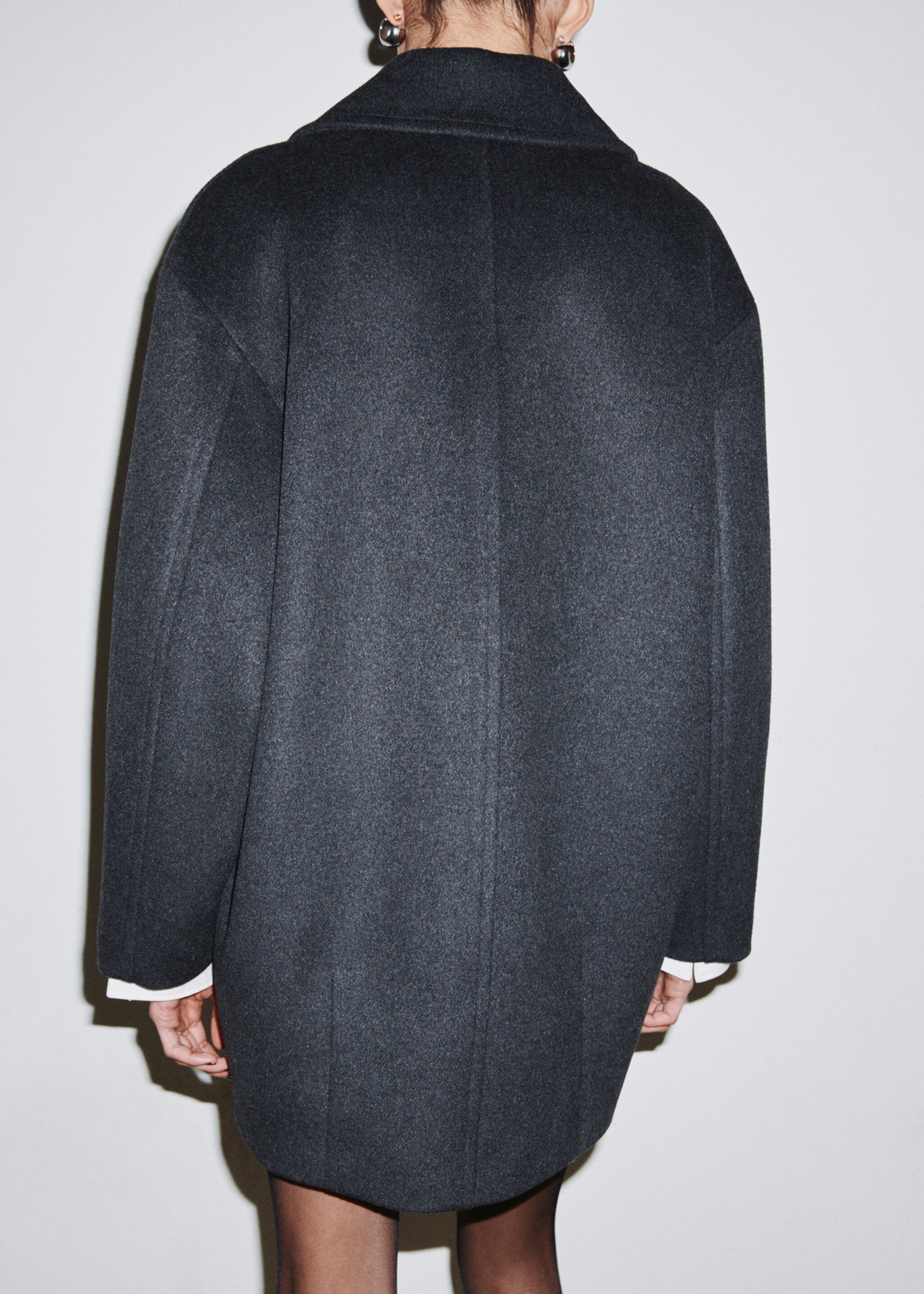 Wool-blend coat with button fastening - Reverse of the article, Grey. Ref: 27081258-00.