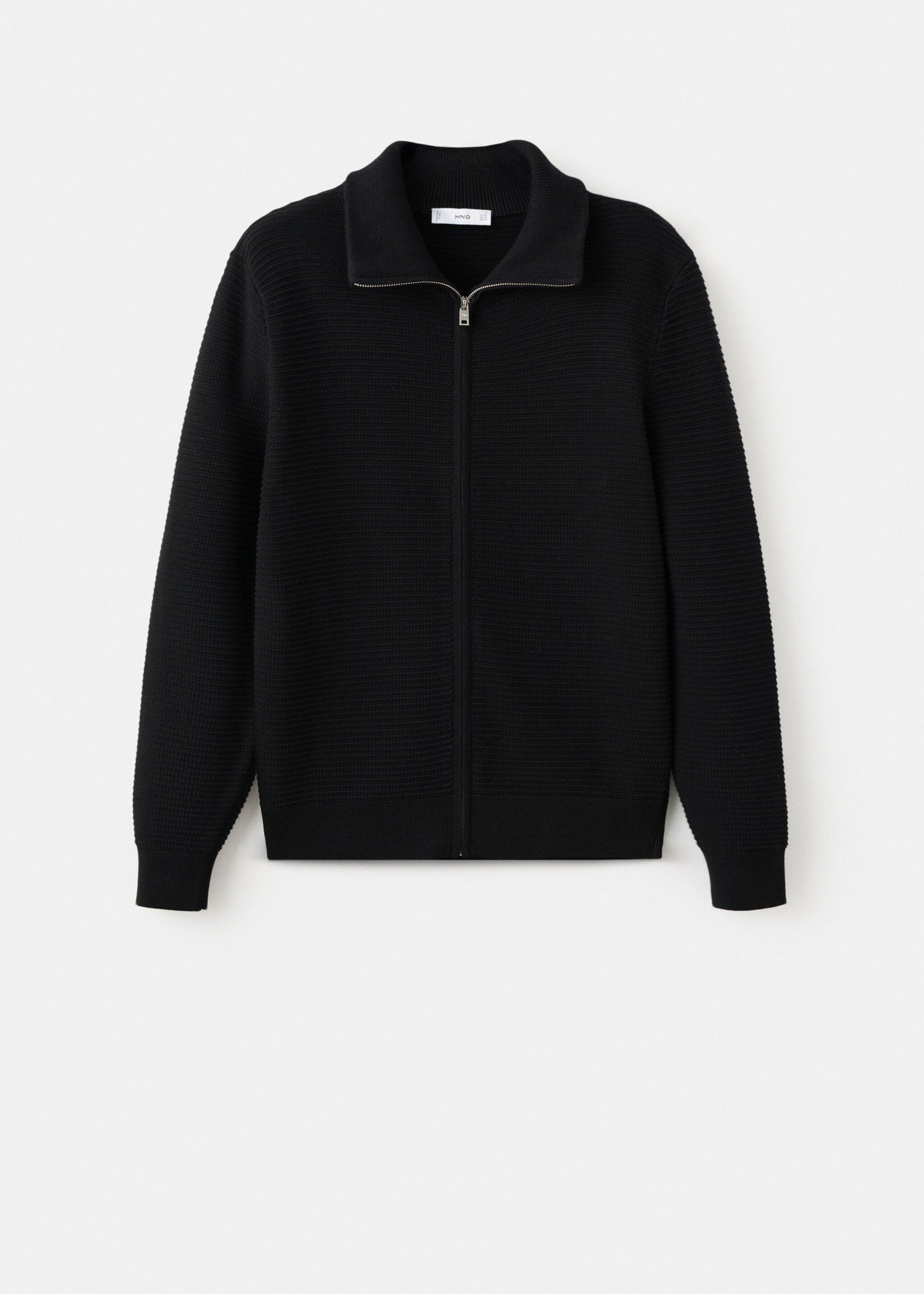 Structured knitted cardigan with zip - Article without model, Black. Ref: 27081259-00.