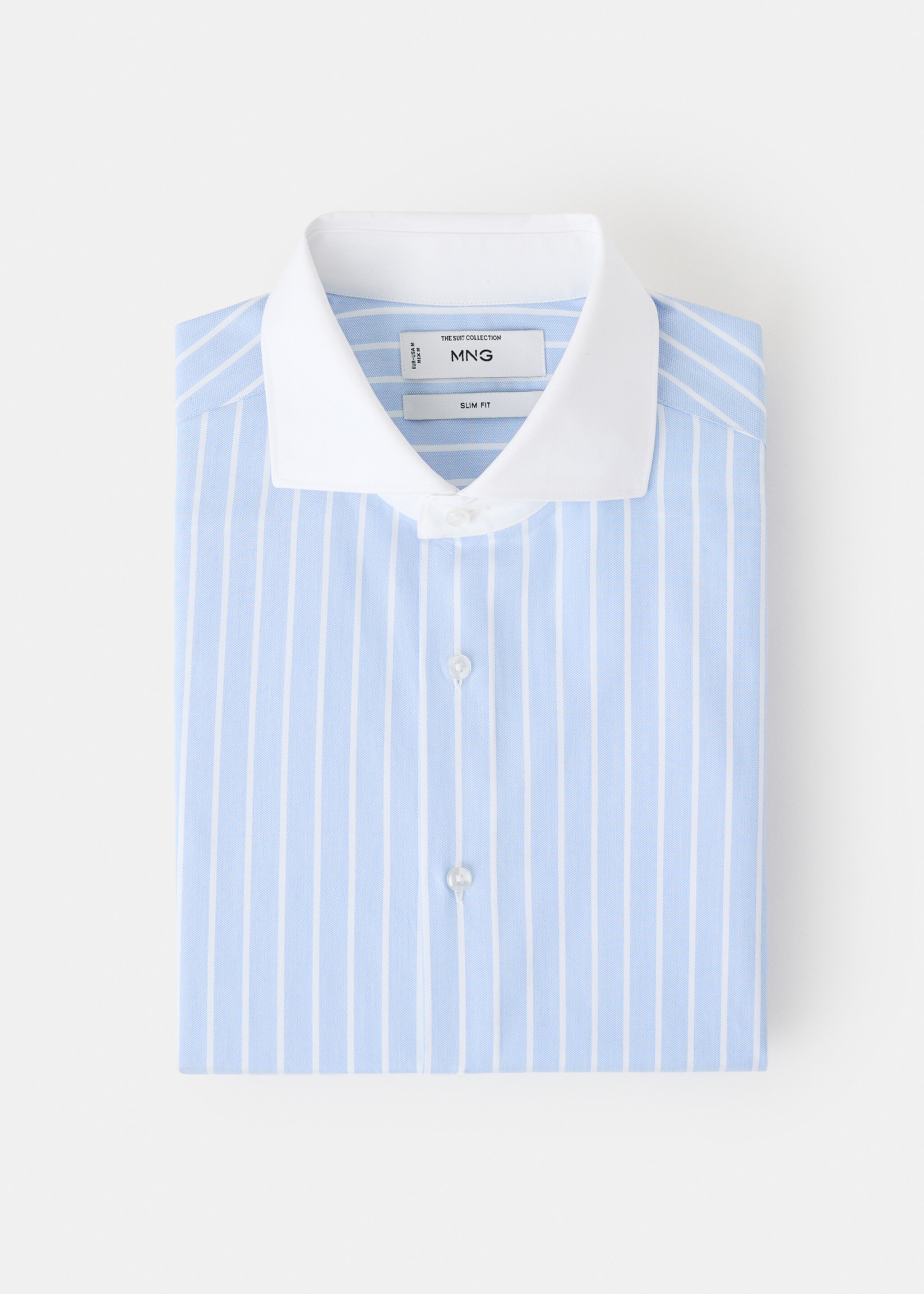 Chemise costume slim-fit en imprimé rayé - Détail de l'article 9, Bleu ciel. Ref: 27081260-00.