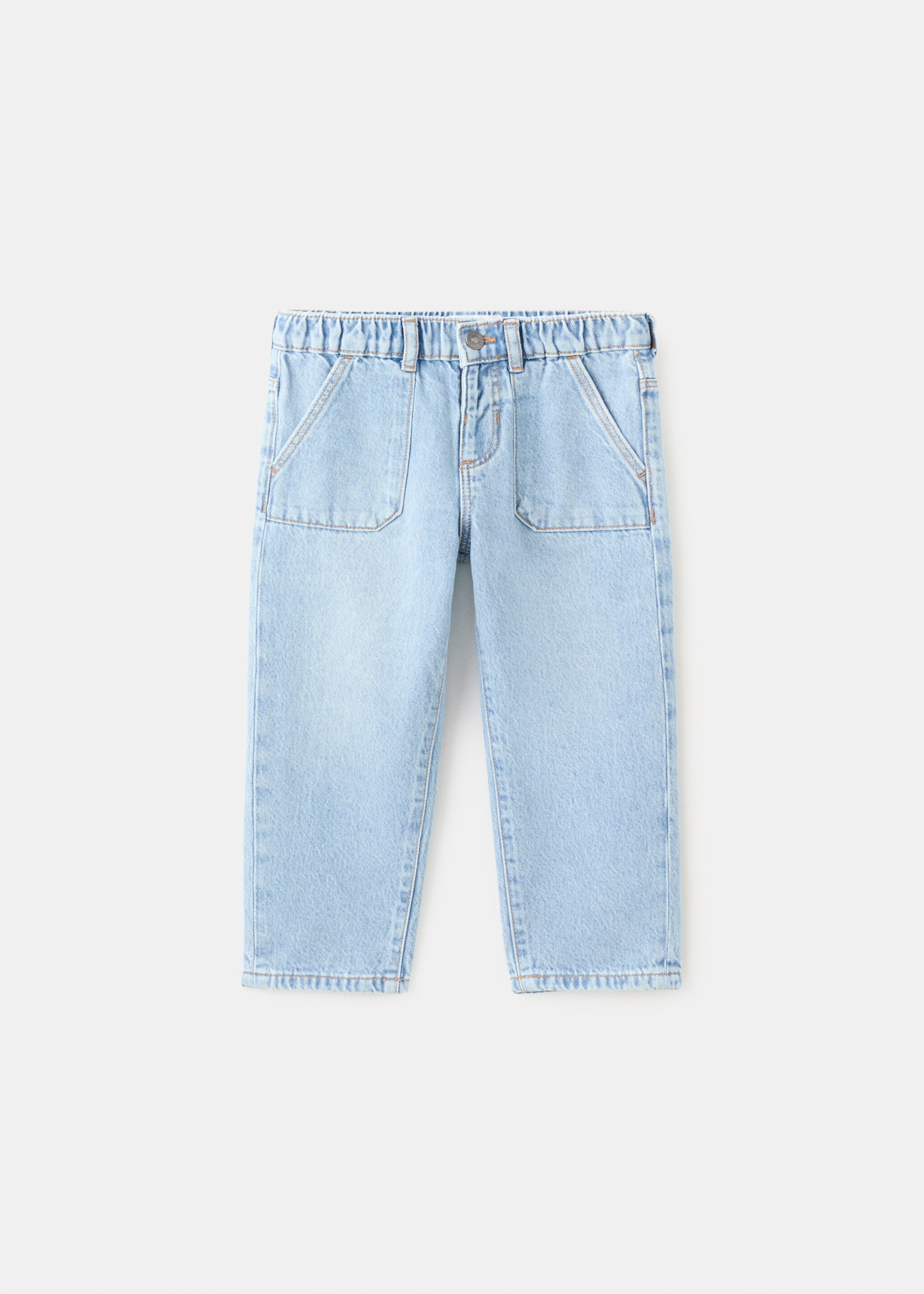 Straight-fit jeans with elastic waist - Article without model, Light Blue. Ref: 27081261-00.