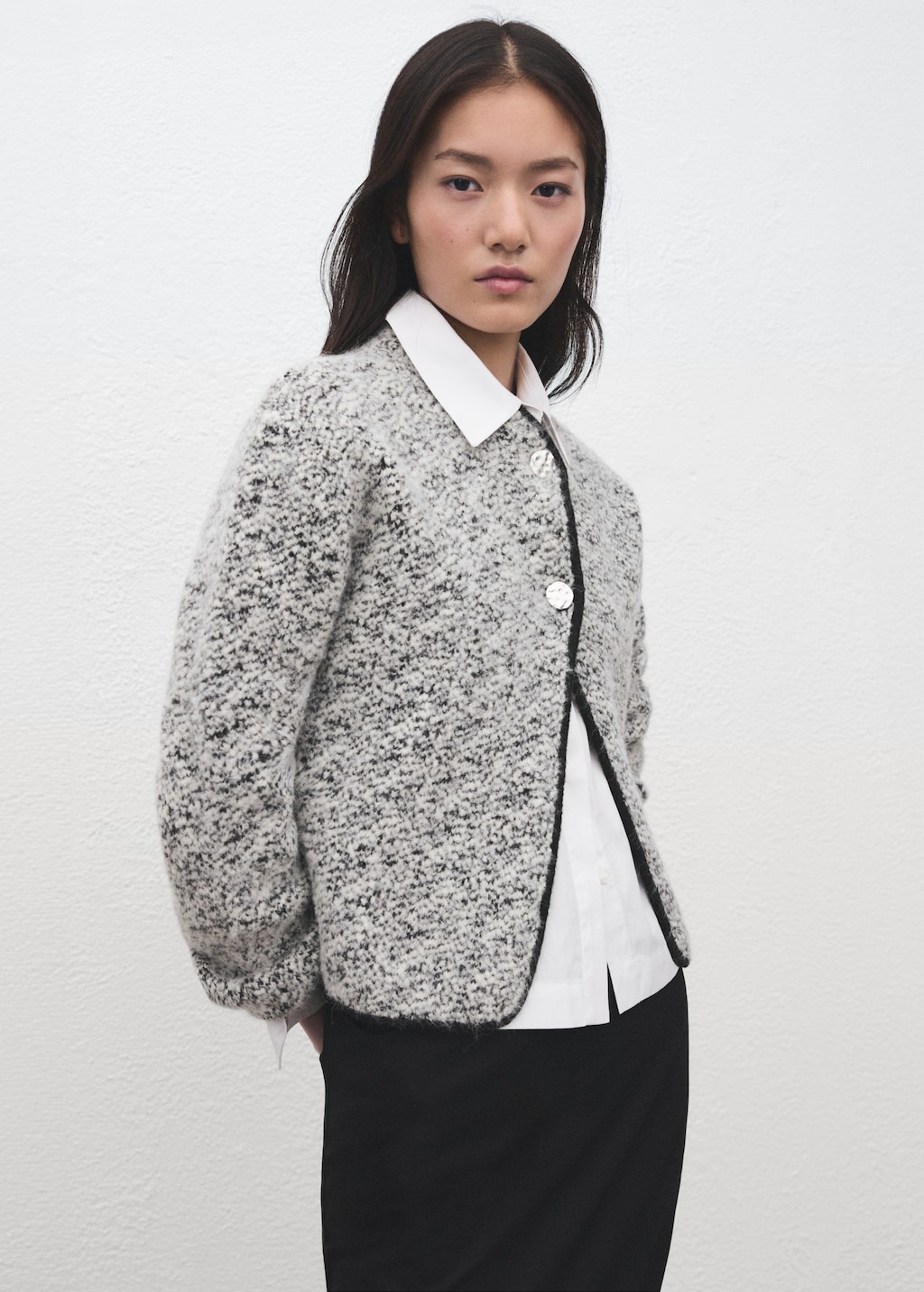 Mango Flecked cotton-blend jacket