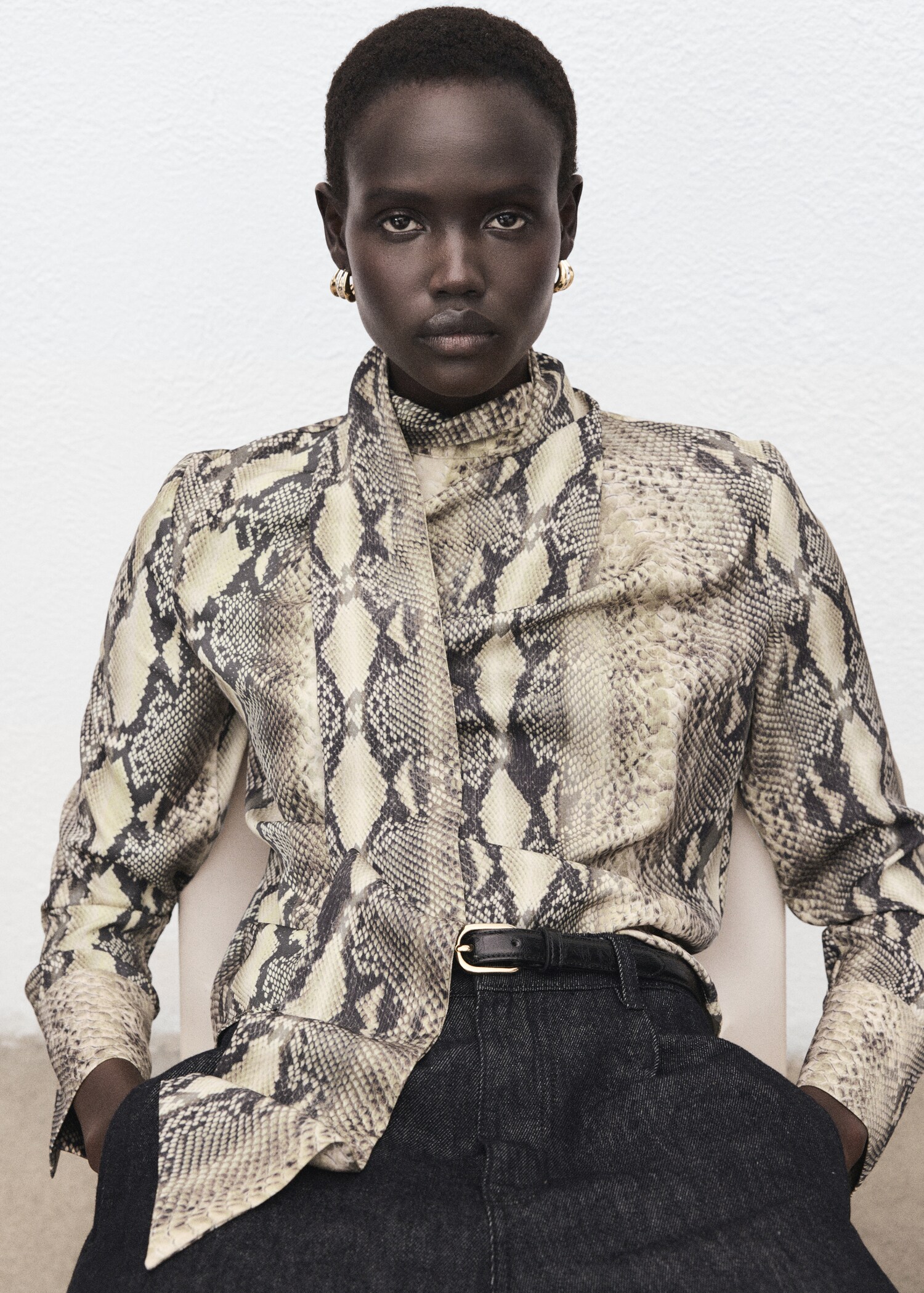 Blusa animal print fular - Plano medio